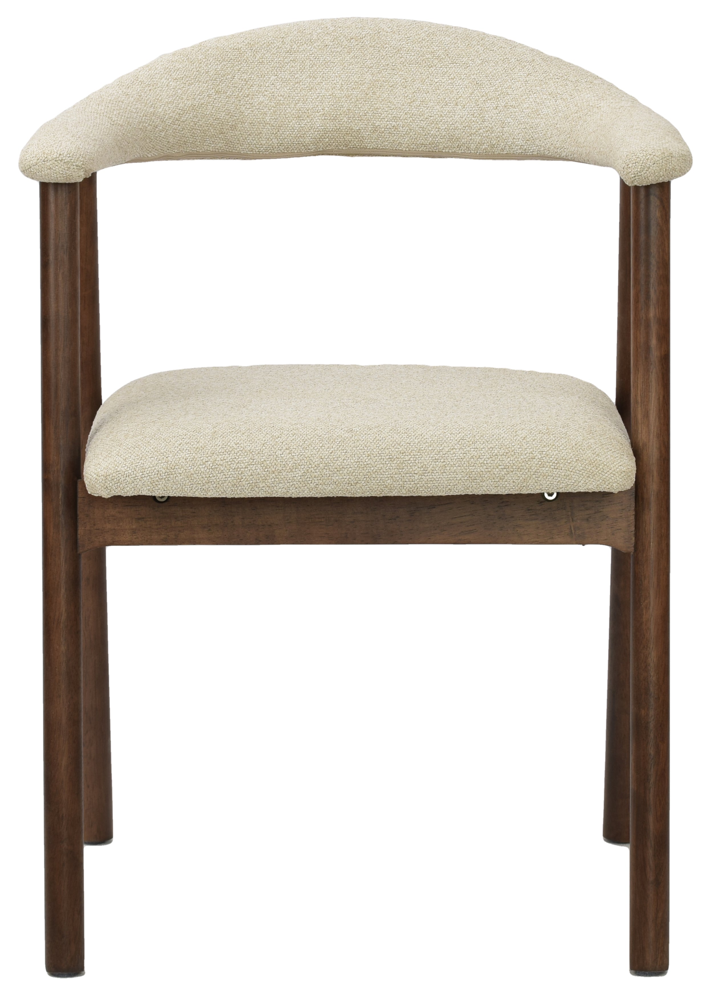 Holzstuhl für das Esszimmer Depenne mit Bouclé-Stoff in Beige/Nussbaum