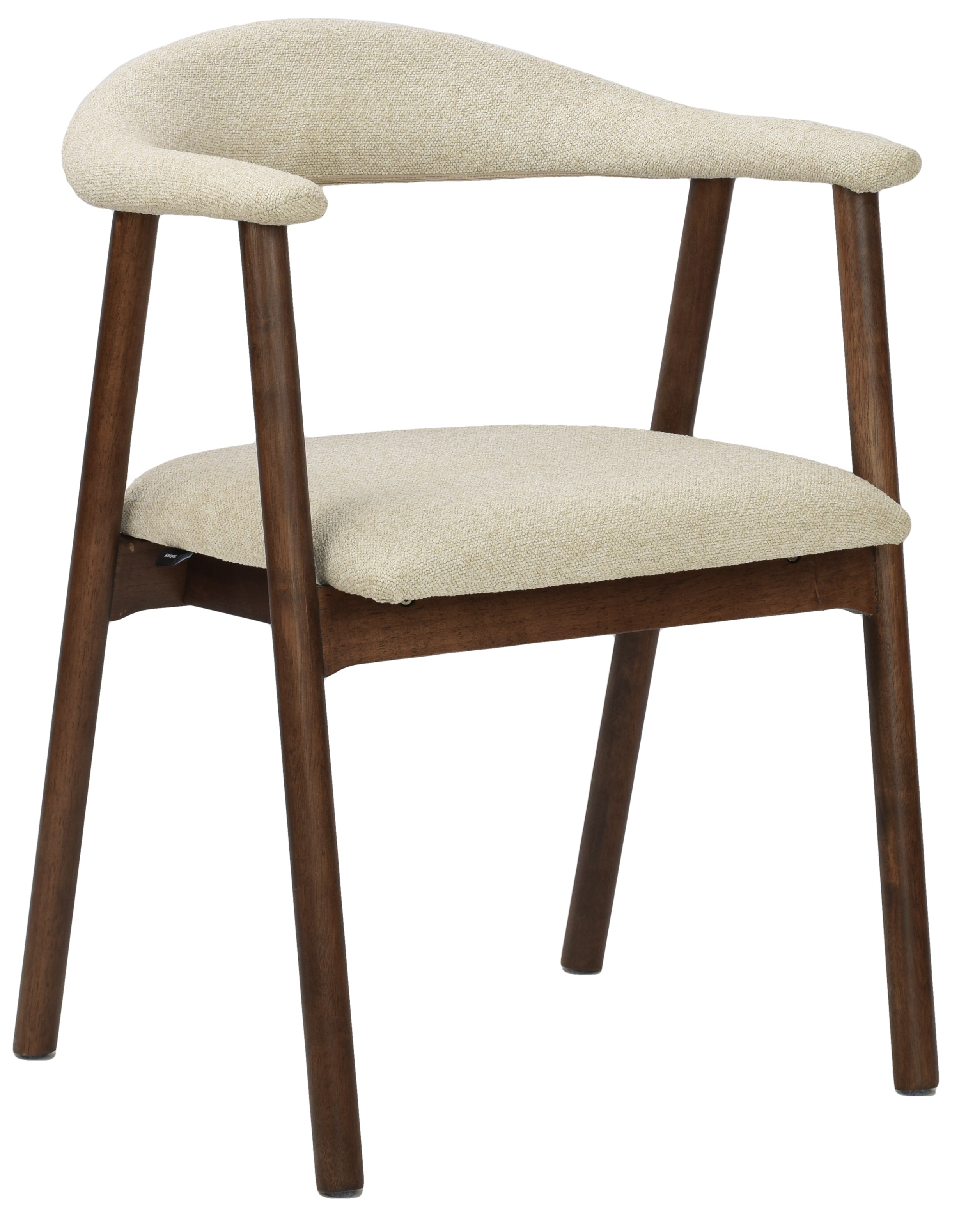 Holzstuhl für das Esszimmer Depenne mit Bouclé-Stoff in Beige/Nussbaum