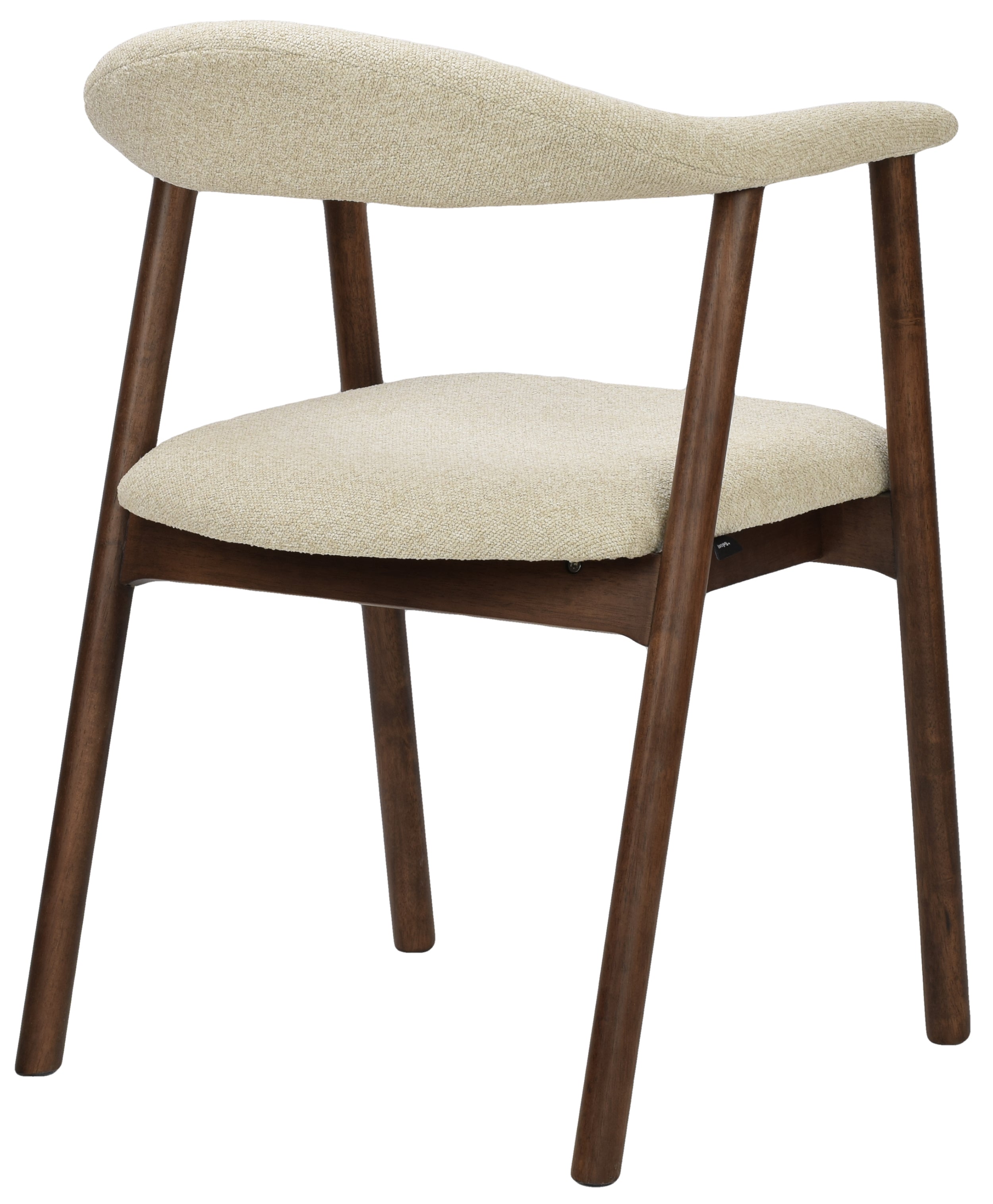 Holzstuhl für das Esszimmer Depenne mit Bouclé-Stoff in Beige/Nussbaum