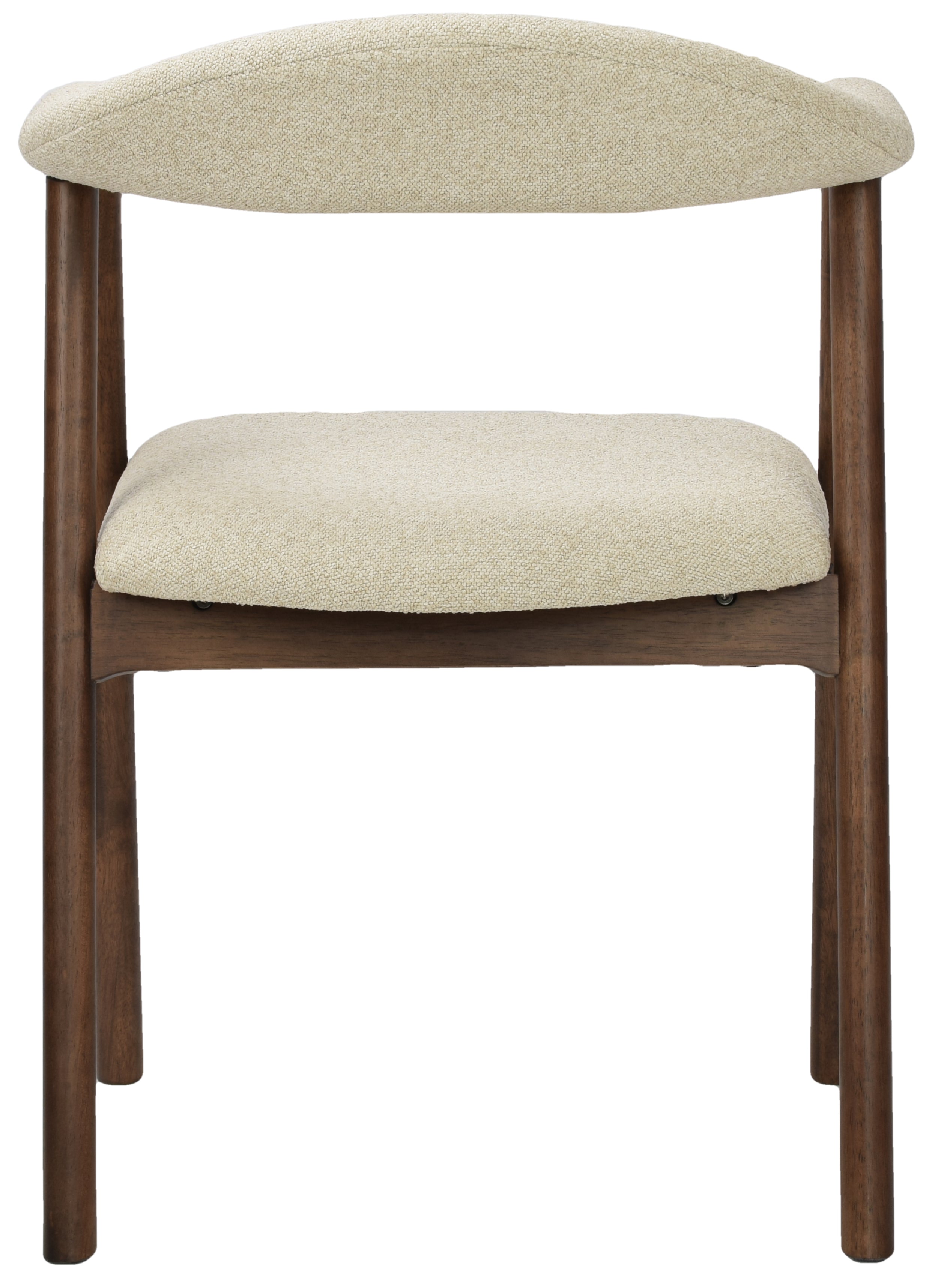 Holzstuhl für das Esszimmer Depenne mit Bouclé-Stoff in Beige/Nussbaum