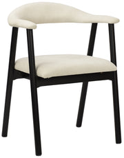 Holzstuhl für das Esszimmer Depenne mit leicht zu reinigendem Stoff, cremefarbene Flechtung/schwarz