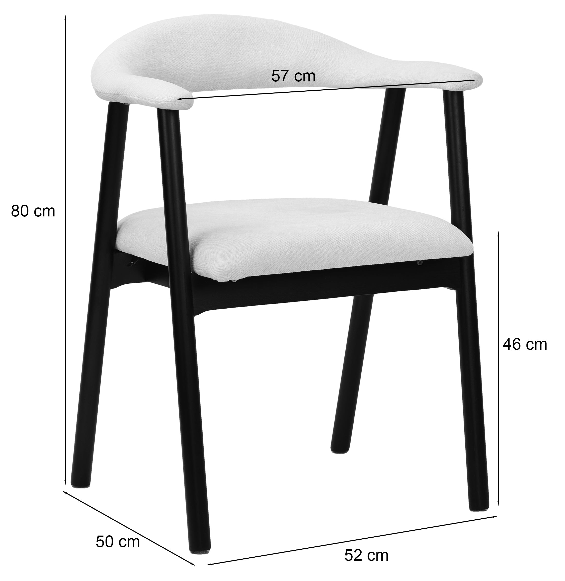 Holzstuhl für das Esszimmer Depenne mit Bouclé-Stoff in Beige/Natur-Eiche
