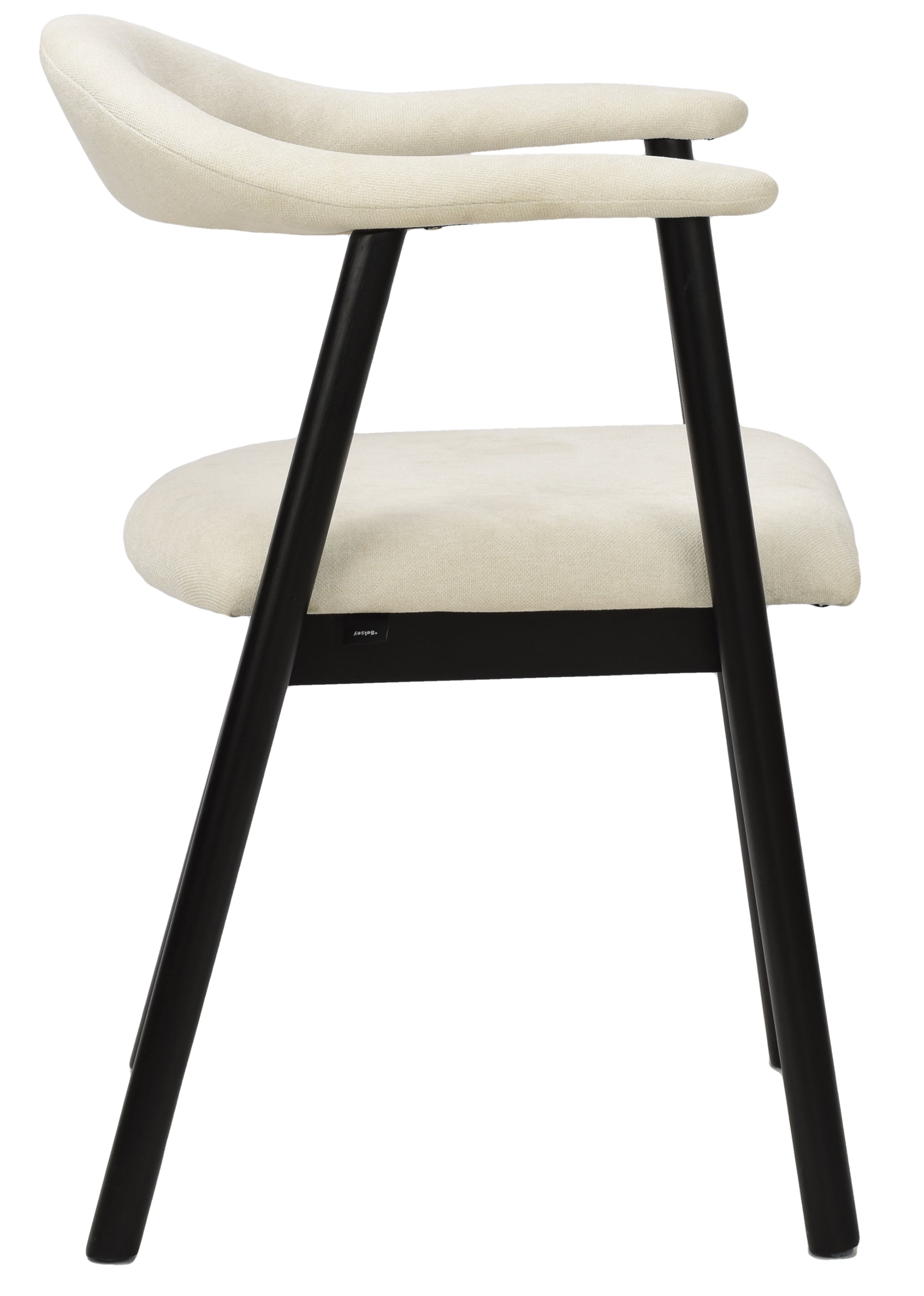 Holzstuhl für das Esszimmer Depenne mit leicht zu reinigendem Stoff, cremefarbene Flechtung/schwarz