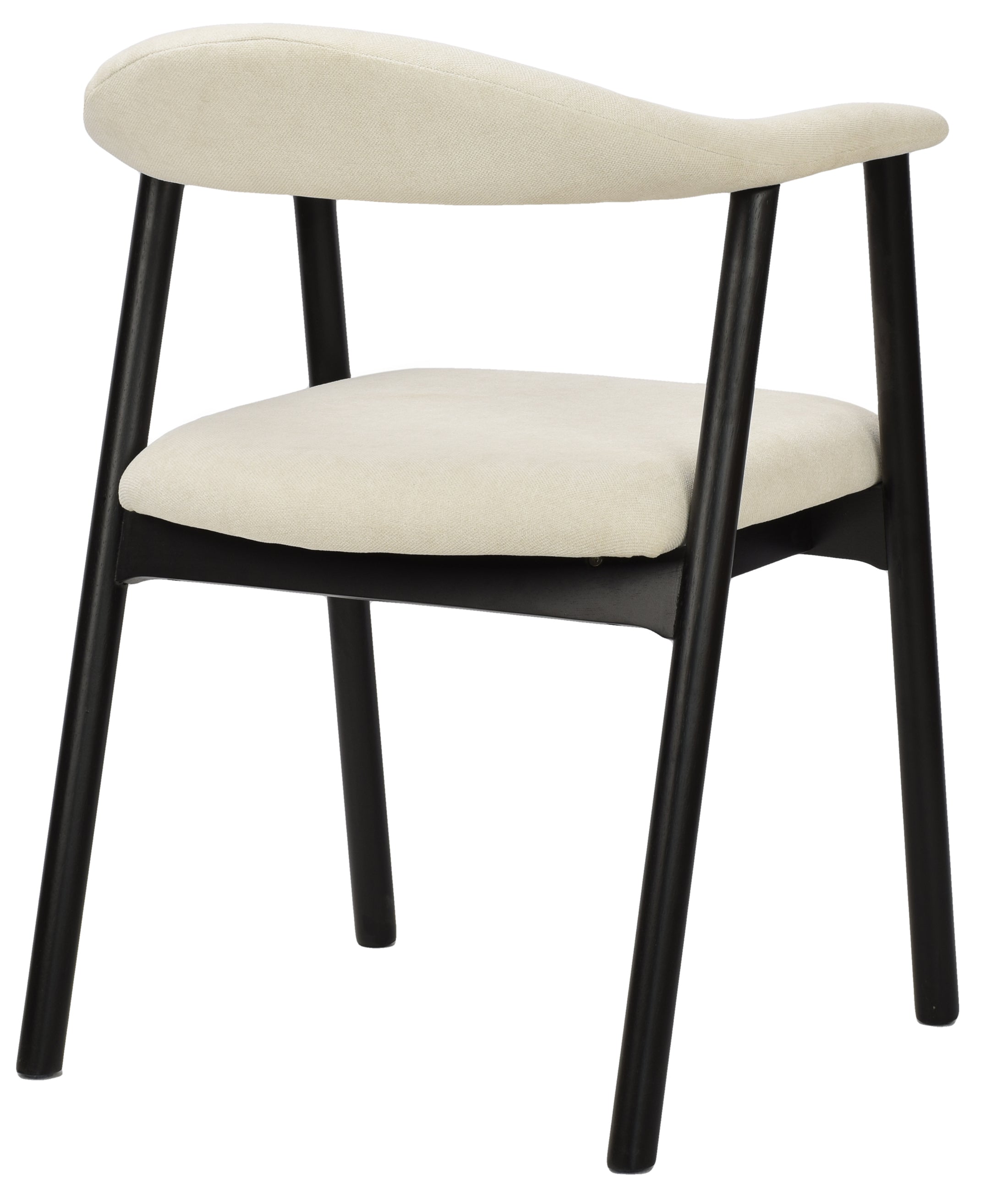 Holzstuhl für das Esszimmer Depenne mit leicht zu reinigendem Stoff, cremefarbene Flechtung/schwarz