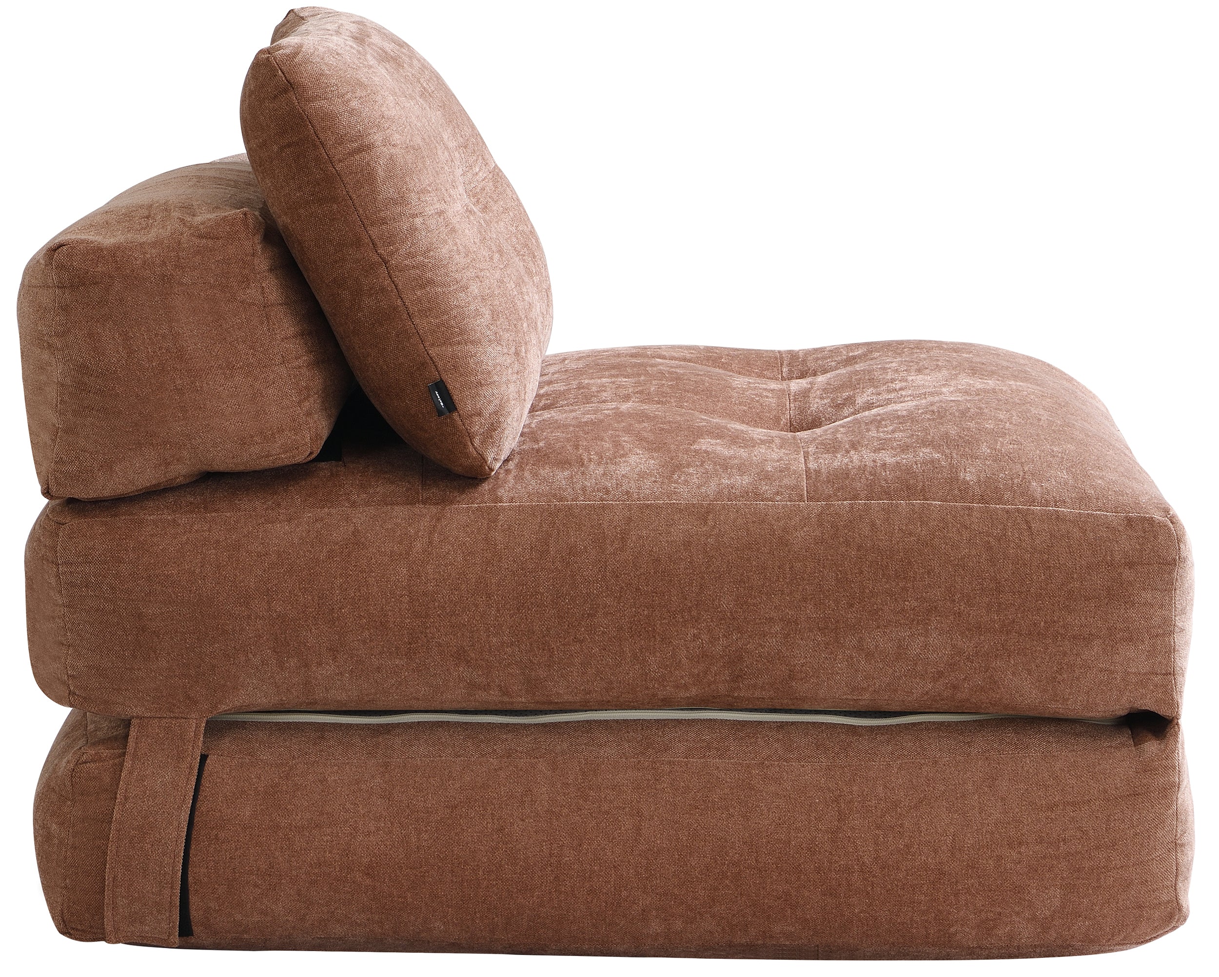 Ausklappbarer Sessel Milessive, kupferfarben, pflegeleichter Chenille-Stoff