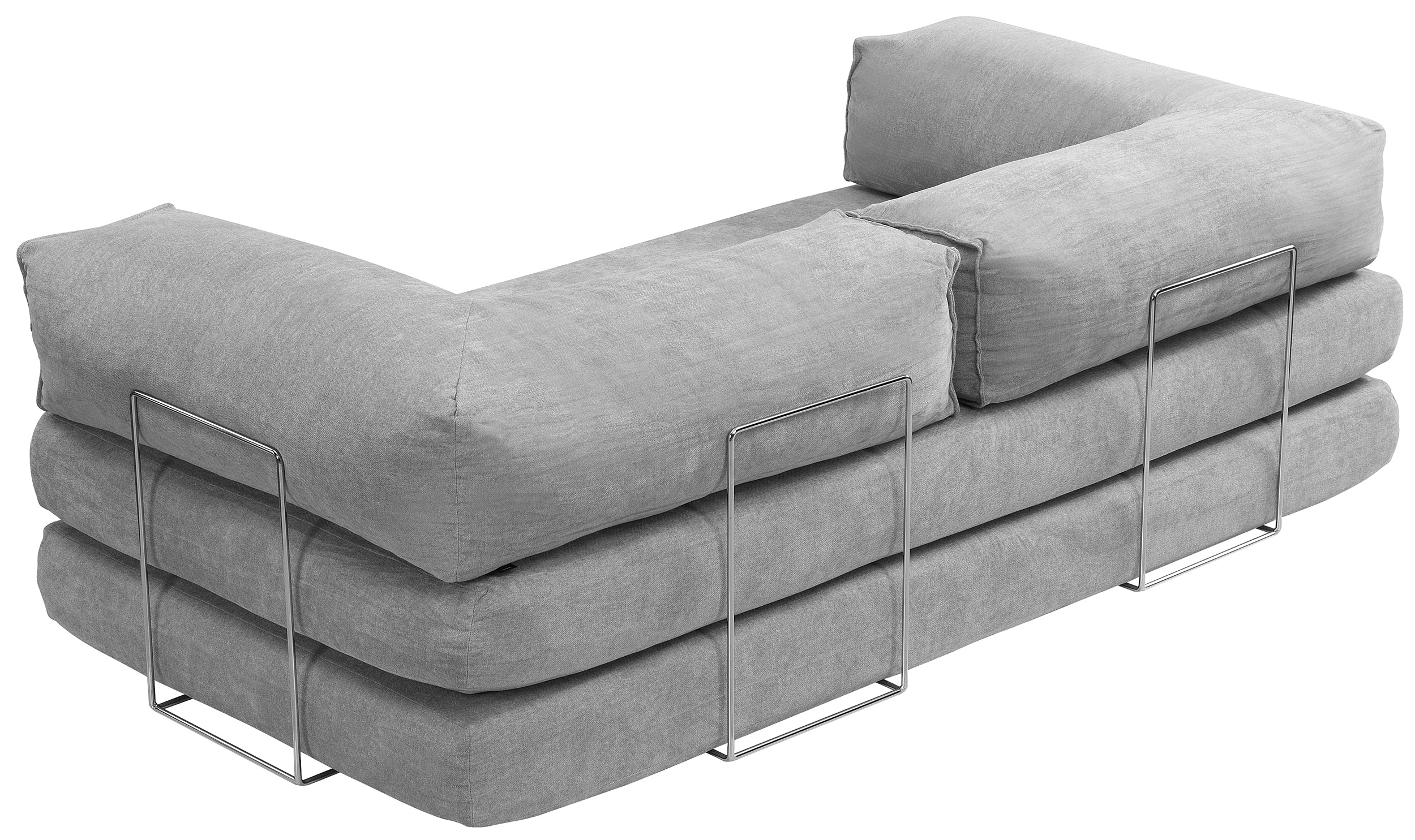 Zweisitziges Schlafsofa Semassy in Hellgrau, pflegeleichter Chenille mit Metallrahmen