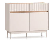 Zweiturige Kommode Dunea mit zwei Schubladen, 104 cm, Kaschmir/Eiche
