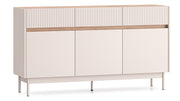 Drehtür-Kommode Dunea mit drei Schubladen, 154 cm, Kaschmir/Eiche