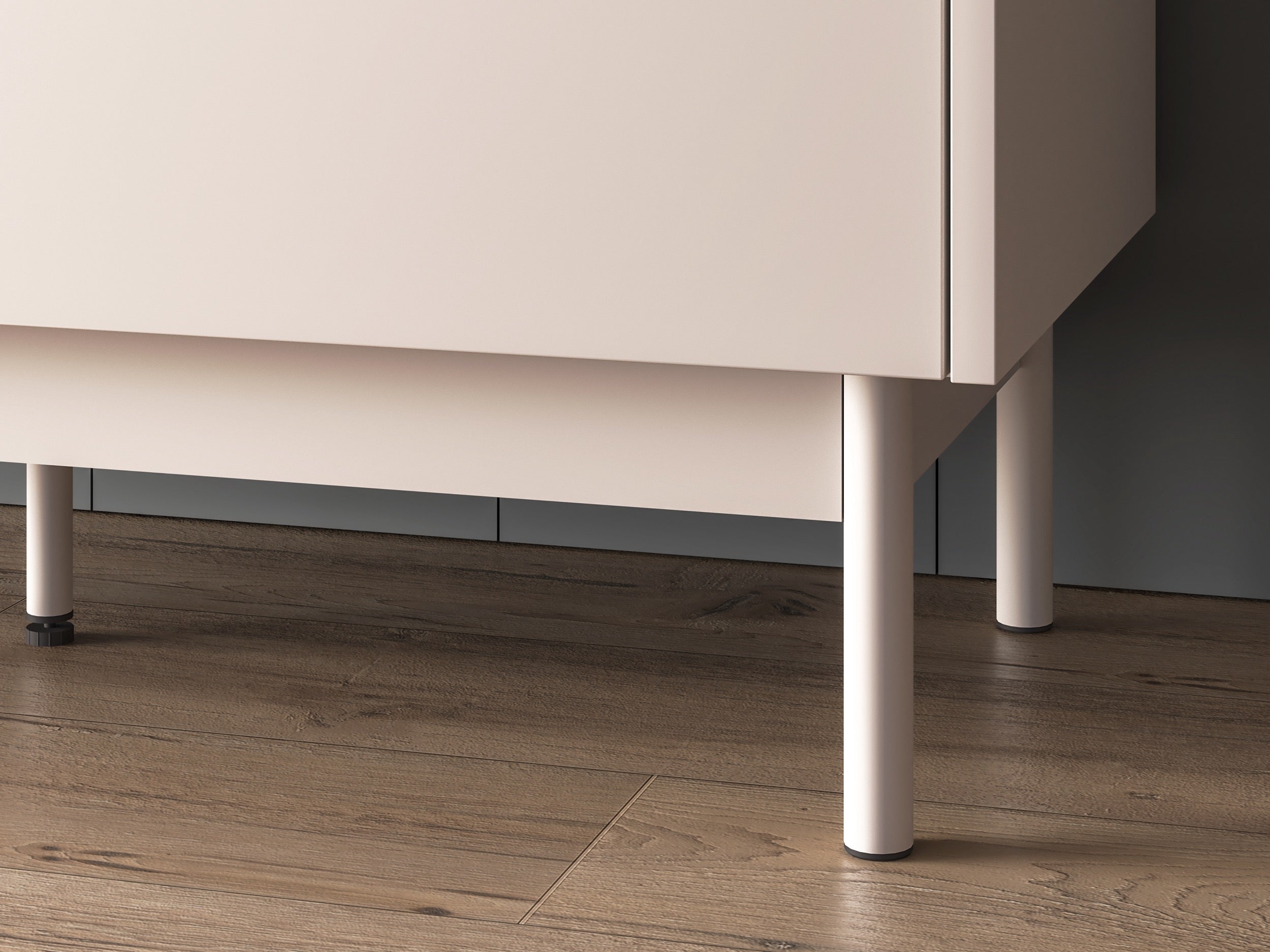 Hohe Kommode mit vier Türen Dunea 92 cm Kaschmir/Eiche