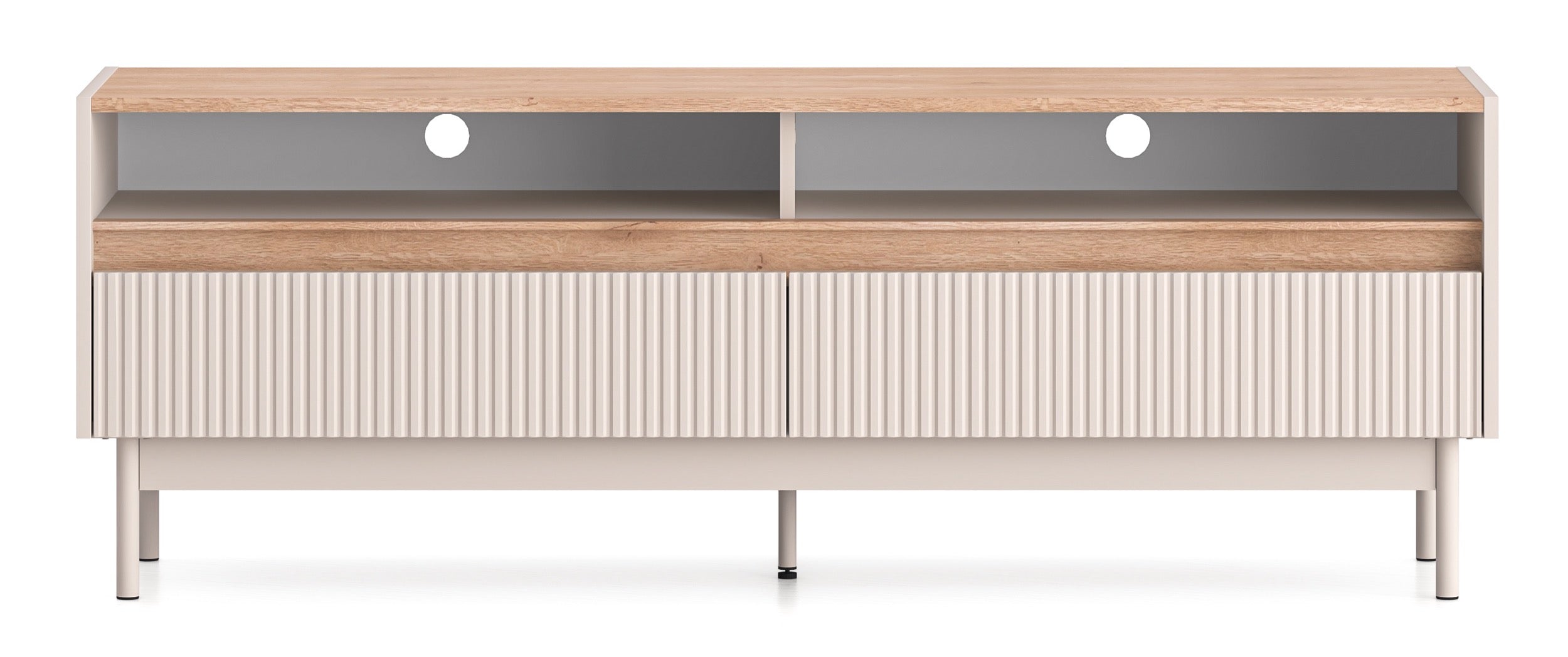 TV-Schrank Dunea mit zwei Schubladen und Fächern, 154 cm, Kaschmir/Eiche
