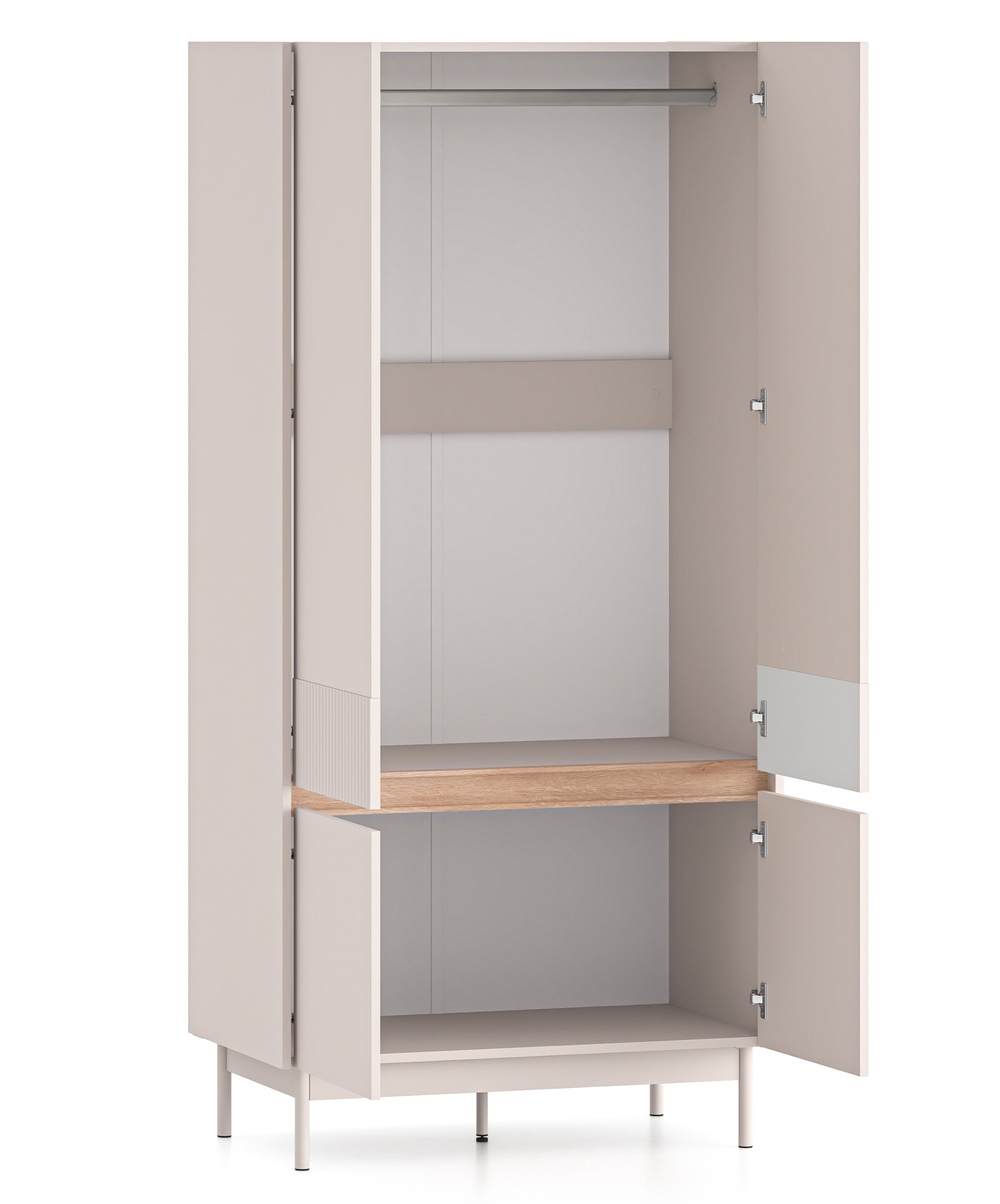 Vier­türiger Schrank Dunea 92 cm Kaschmir/Eiche