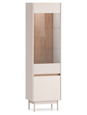 Zweiflügelige Vitrine Dunea mit Glas und Beleuchtung, 55 cm, Kaschmir/Eiche