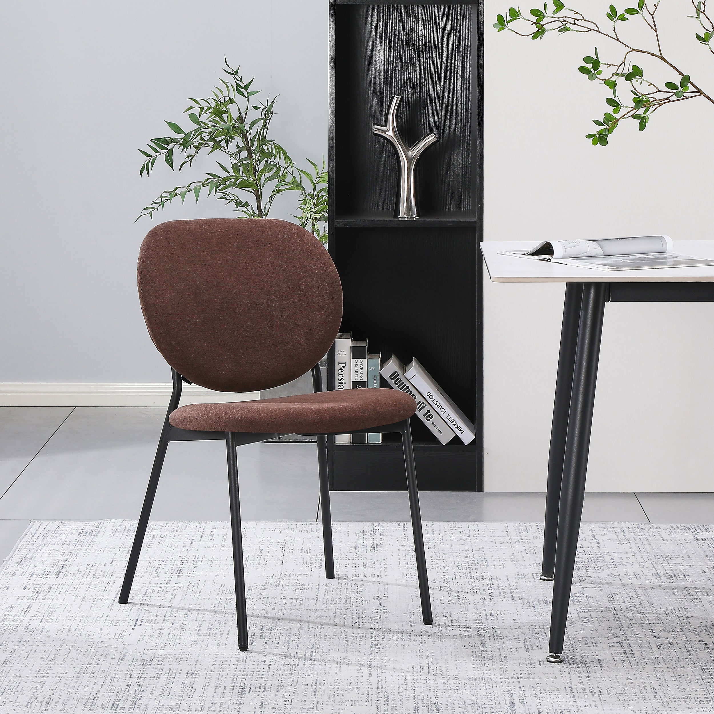 Polsterstuhl Broctalm aus wasserabweisendem Stoff, dunkelbrauner Chenille