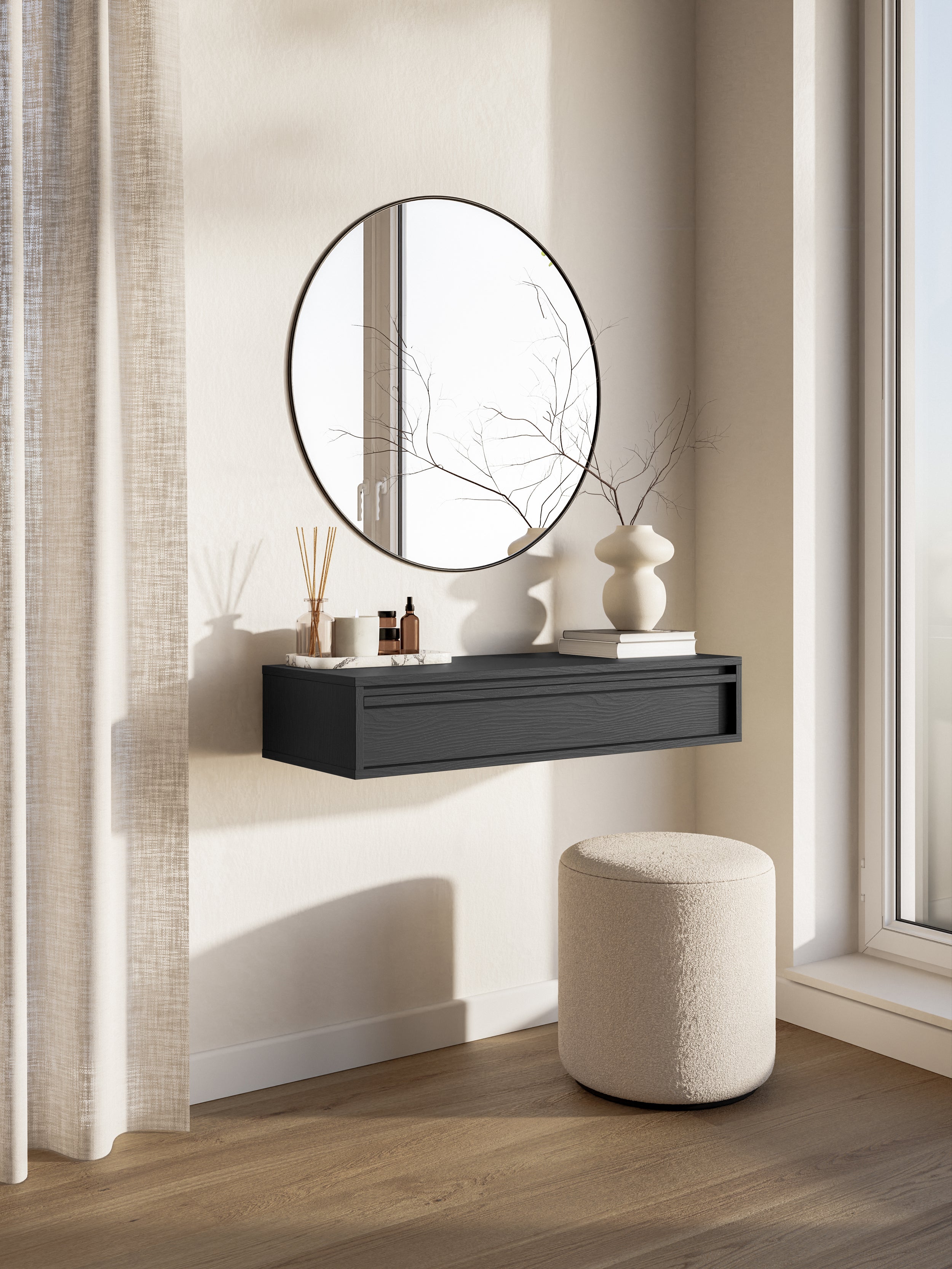 Evo-Konsole mit Hängeschublade 90 cm Schwarz