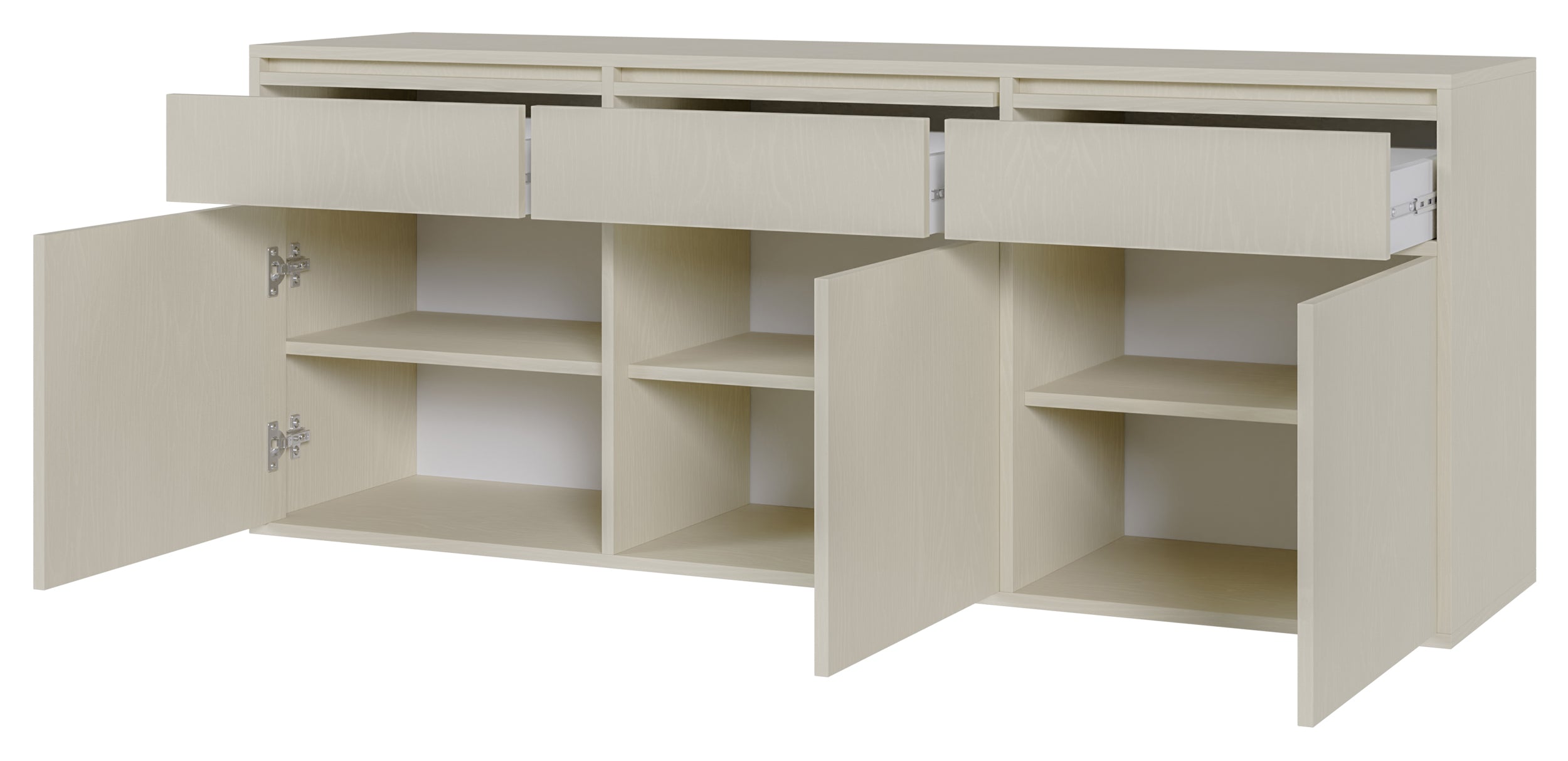 Hängende dreitürige Kommode Evo mit Schubladen, 154 cm, Sandbeige