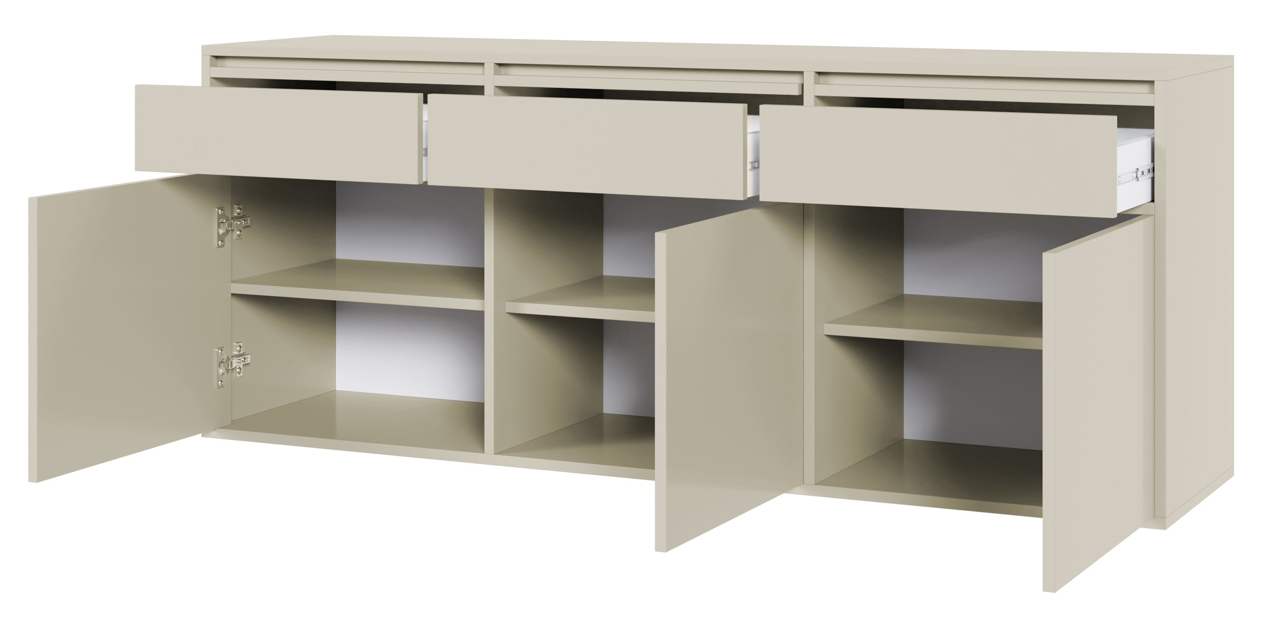 Hängende Dreitürige Kommode Evo mit Schubladen 154 cm Kaschmir