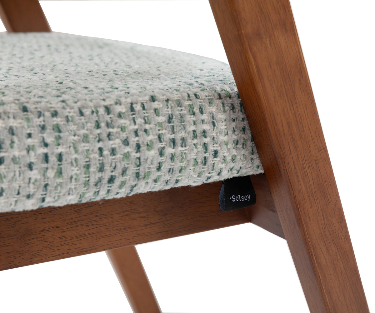 Holzstuhl für das Esszimmer Nux hellgrüner Chenille/Nussbaum