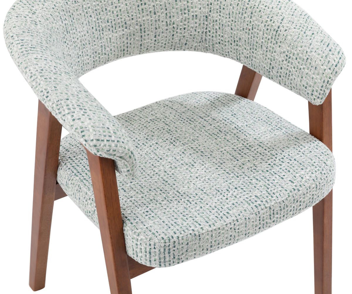 Holzstuhl für das Esszimmer Nux hellgrüner Chenille/Nussbaum