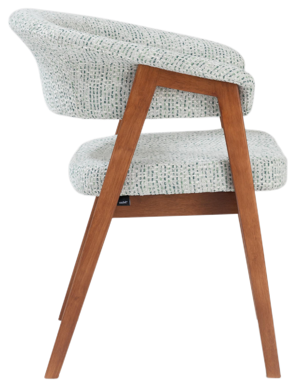 Holzstuhl für das Esszimmer Nux hellgrüner Chenille/Nussbaum