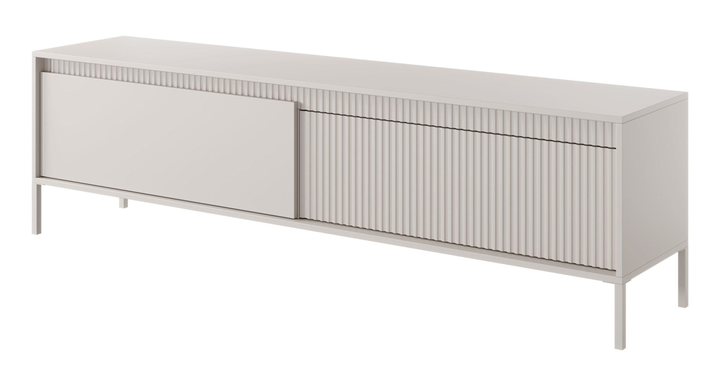 Falsetto TV-Schrank mit zwei Türen und geriffelter Front, 187 cm, beige