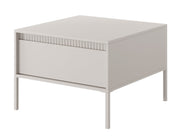Falsetto Couchtisch mit Schublade und geriffelter Front 68x68 cm beige