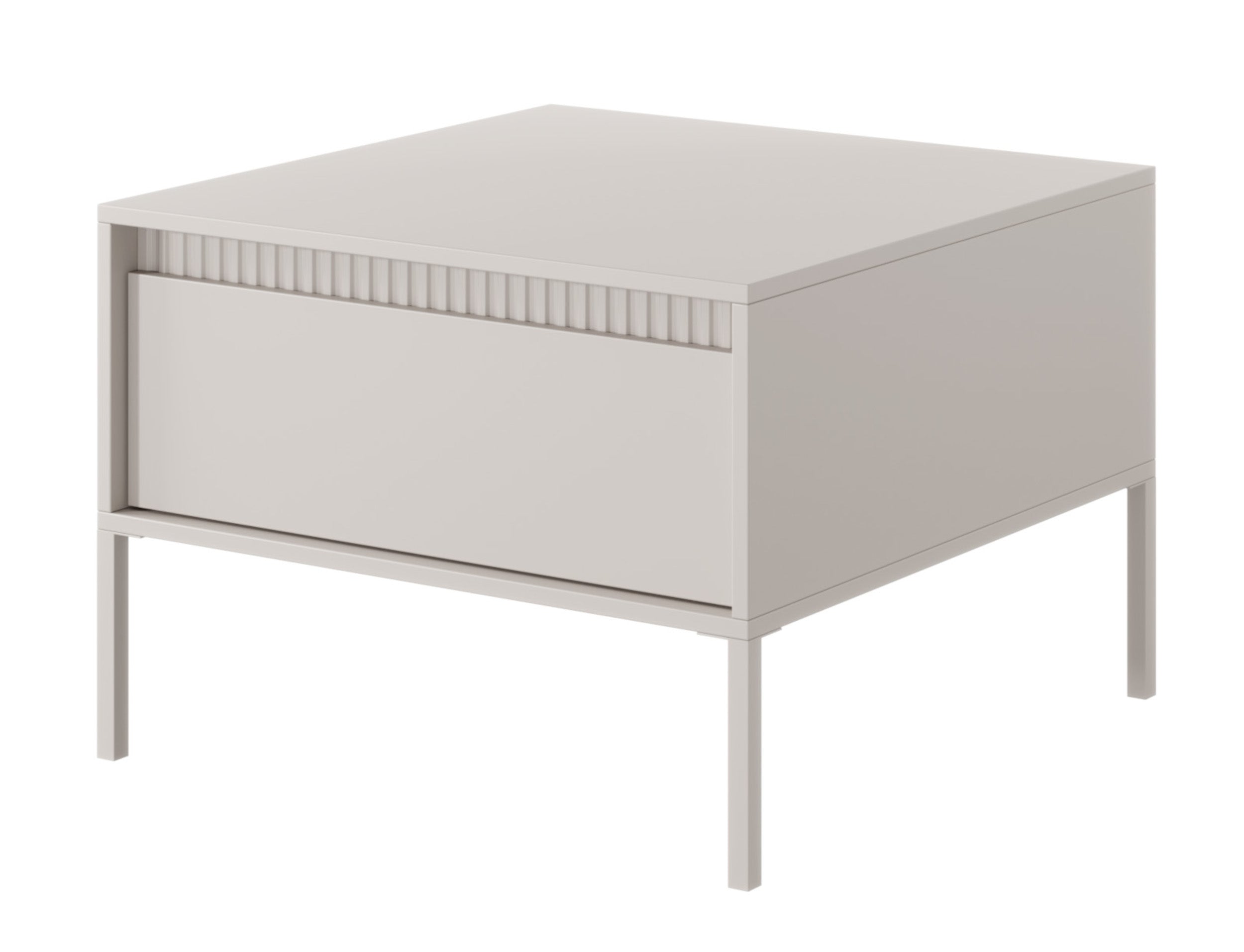 Falsetto Couchtisch mit Schublade und geriffelter Front 68x68 cm beige