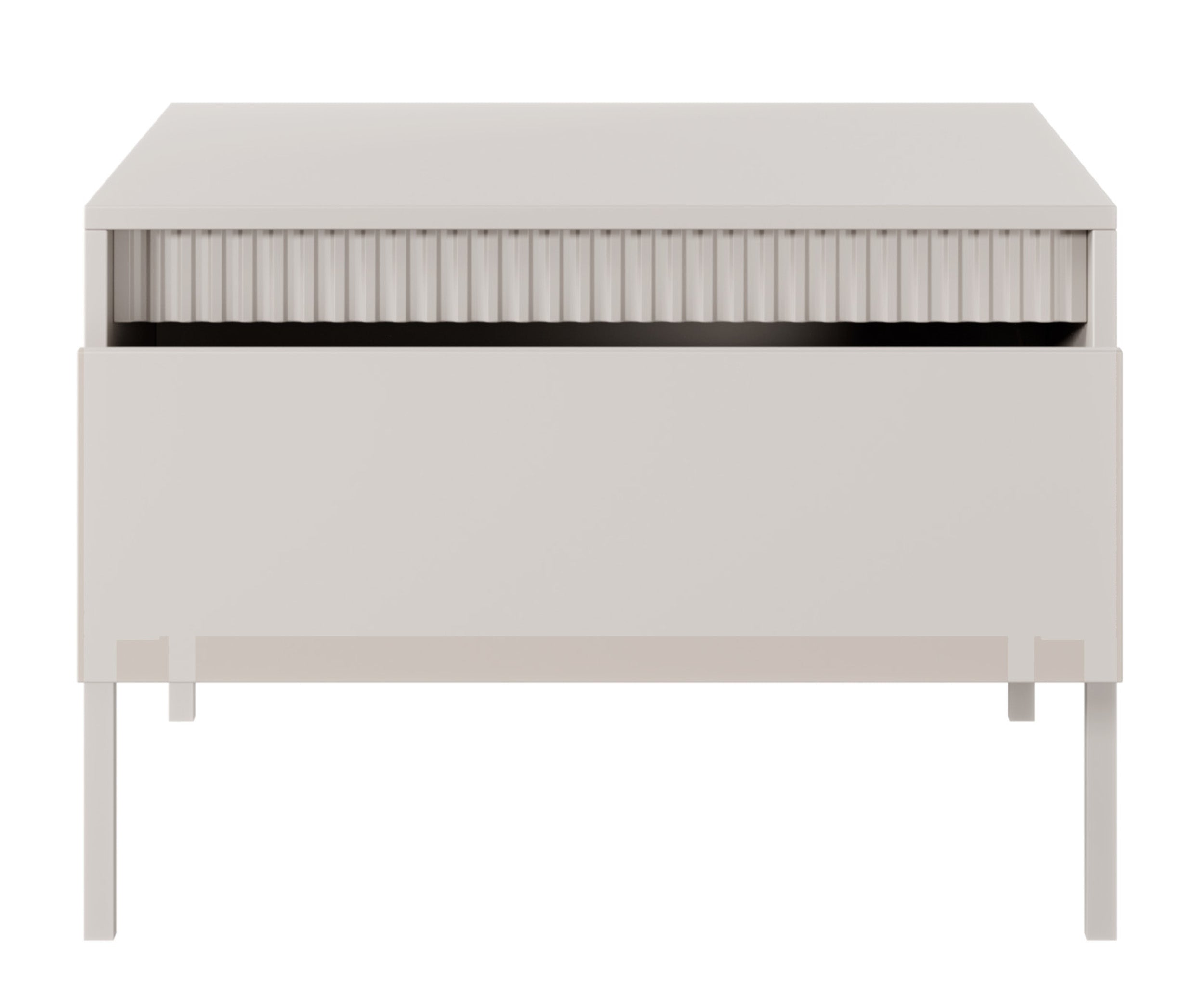 Falsetto Couchtisch mit Schublade und geriffelter Front 68x68 cm beige