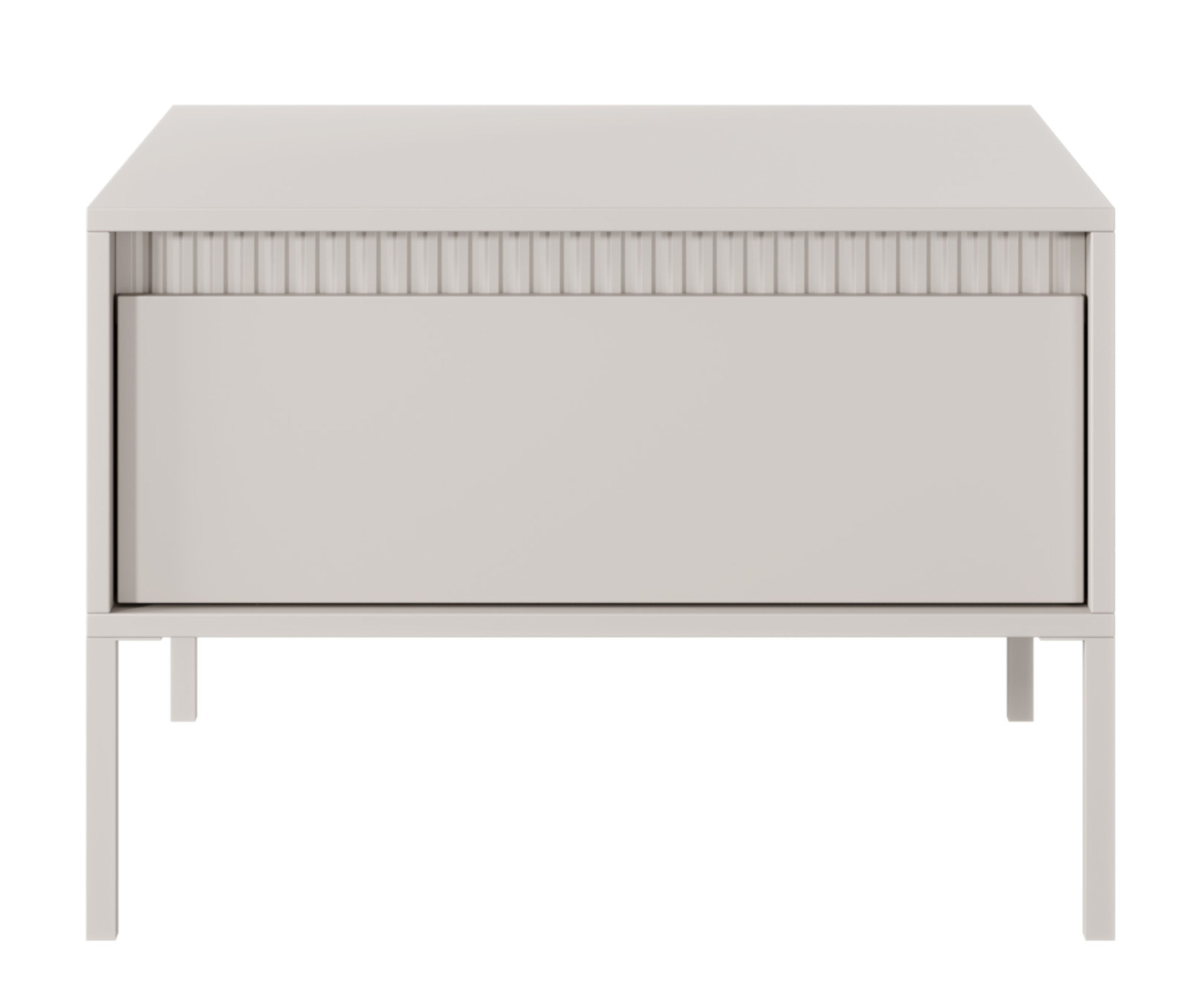Falsetto Couchtisch mit Schublade und geriffelter Front 68x68 cm beige