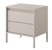 Nachttisch Falsetto mit geriffelten Fronten und einer Schublade, 68 cm, beige