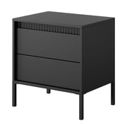 Nachttisch Falsetto mit gerillten Fronten und einer Schublade, 68 cm, schwarz