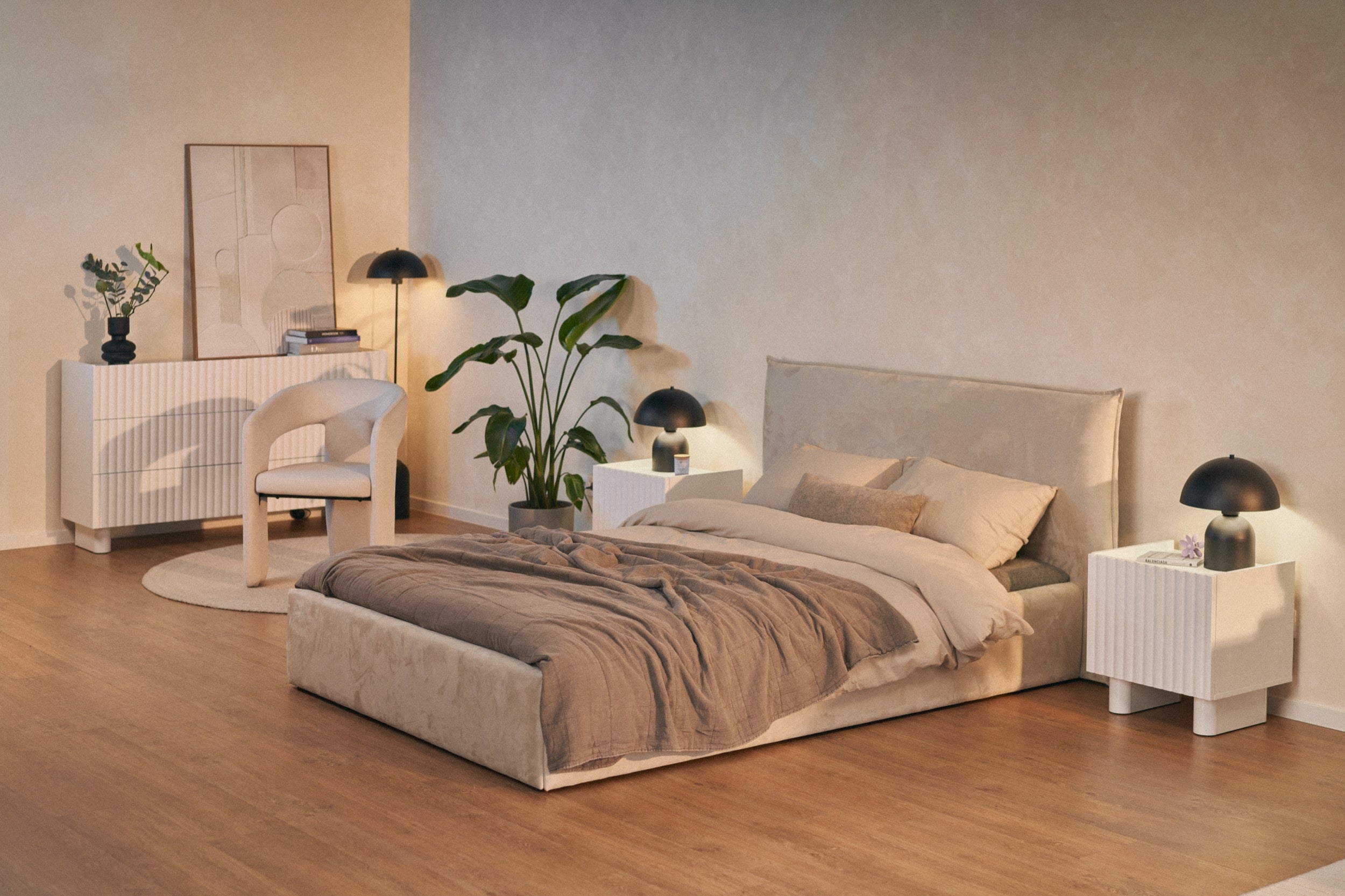 Kommode mit sechs Schubladen Fiorra 147 cm weiß Hochglanz