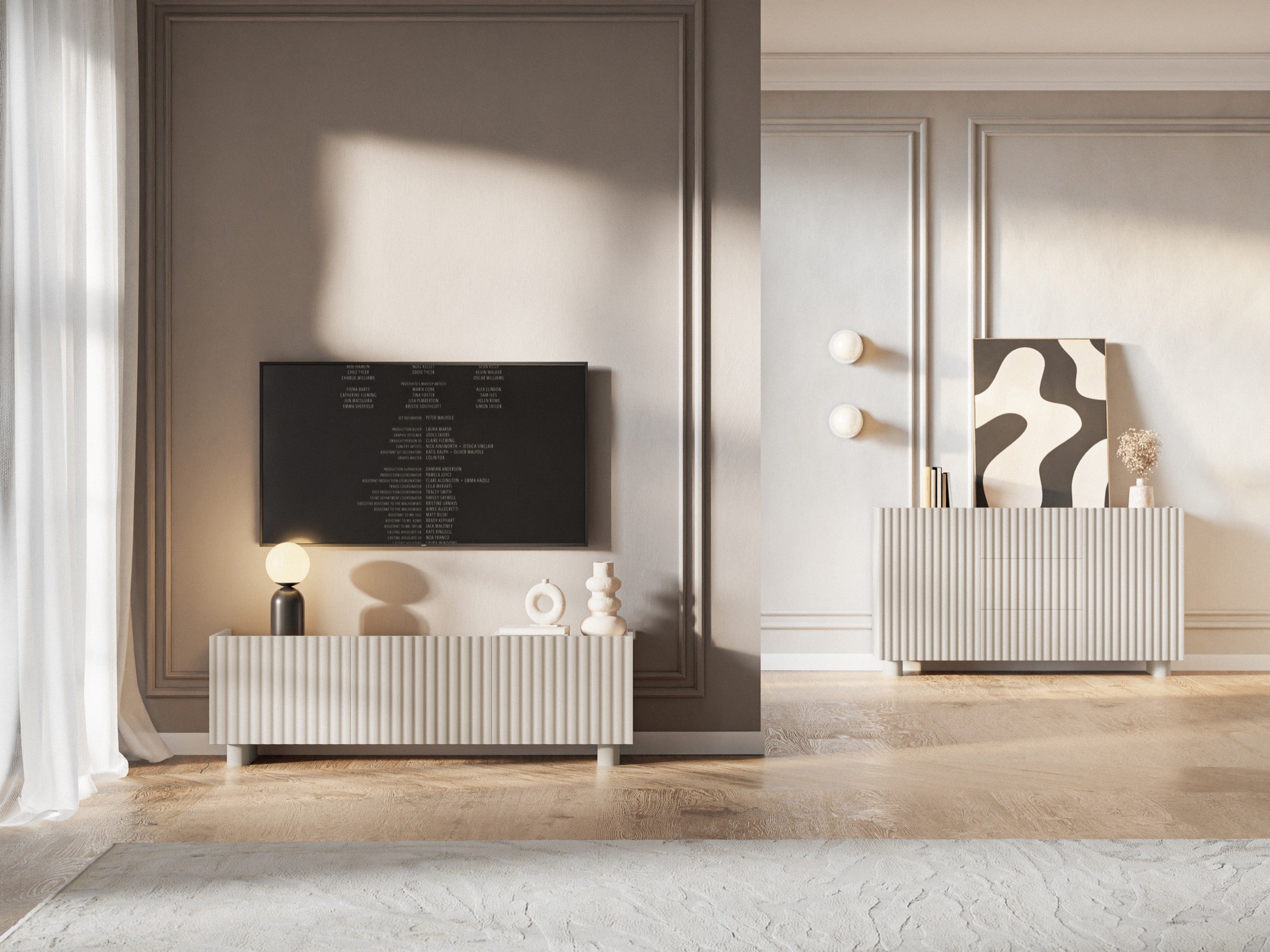 Fiorra TV-Schrank mit drei Türen, 144 cm, Kaschmir