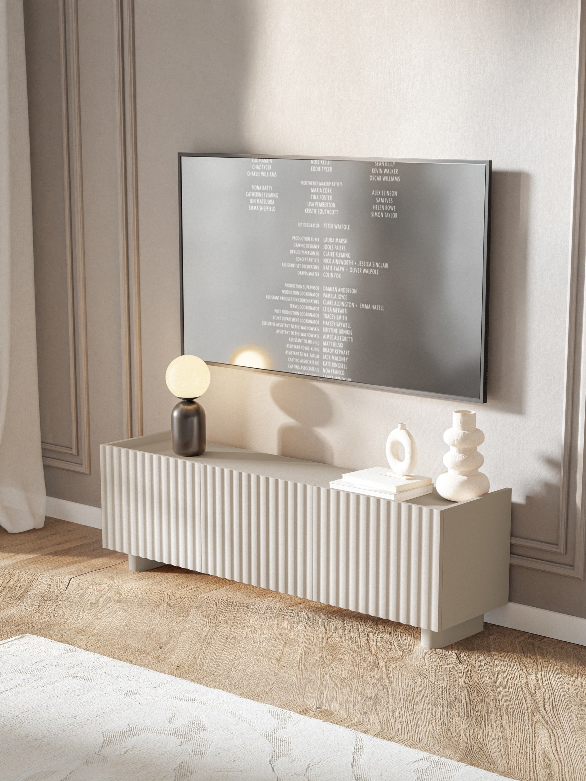 Fiorra TV-Schrank mit drei Türen, 144 cm, Kaschmir