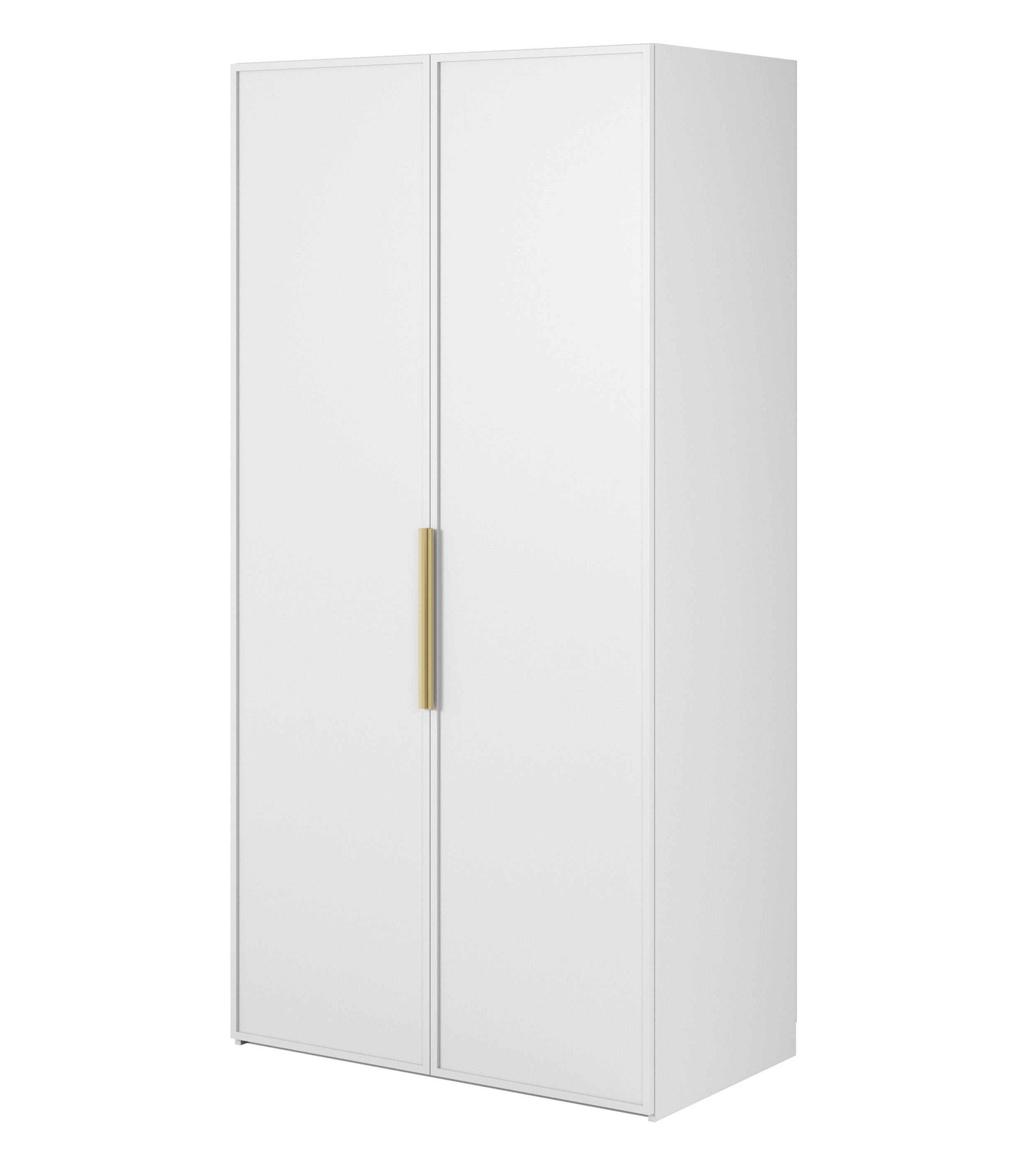 Zweiflügeliger Kleiderschrank Frame mit Kleiderstange, Regalen und Container 100 cm Weiß