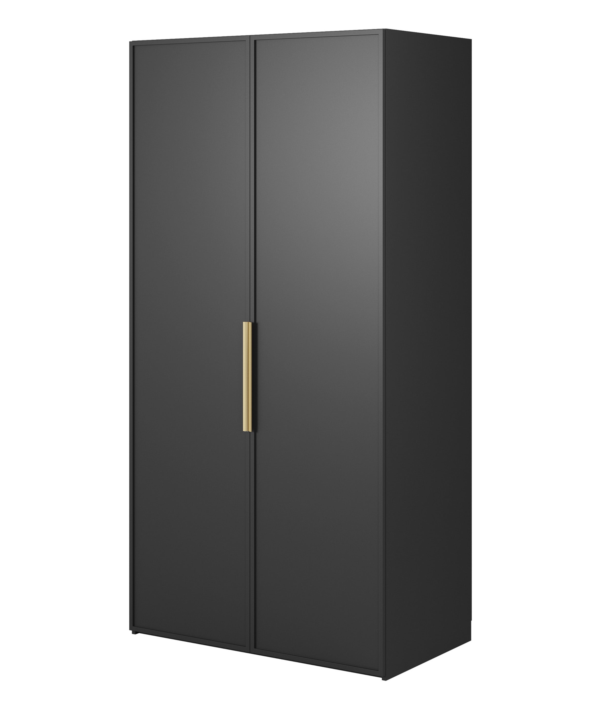 Zweiflügeliger Kleiderschrank Frame mit 100 cm Kleiderstange Schwarz