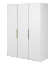 Drehtürenschrank Frame mit drei Türen, zwei Kleiderstangen, 150 cm, Weiß