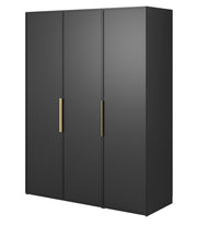Drehtürenschrank Frame mit Kleiderstange, Regalen und Container 150 cm Schwarz