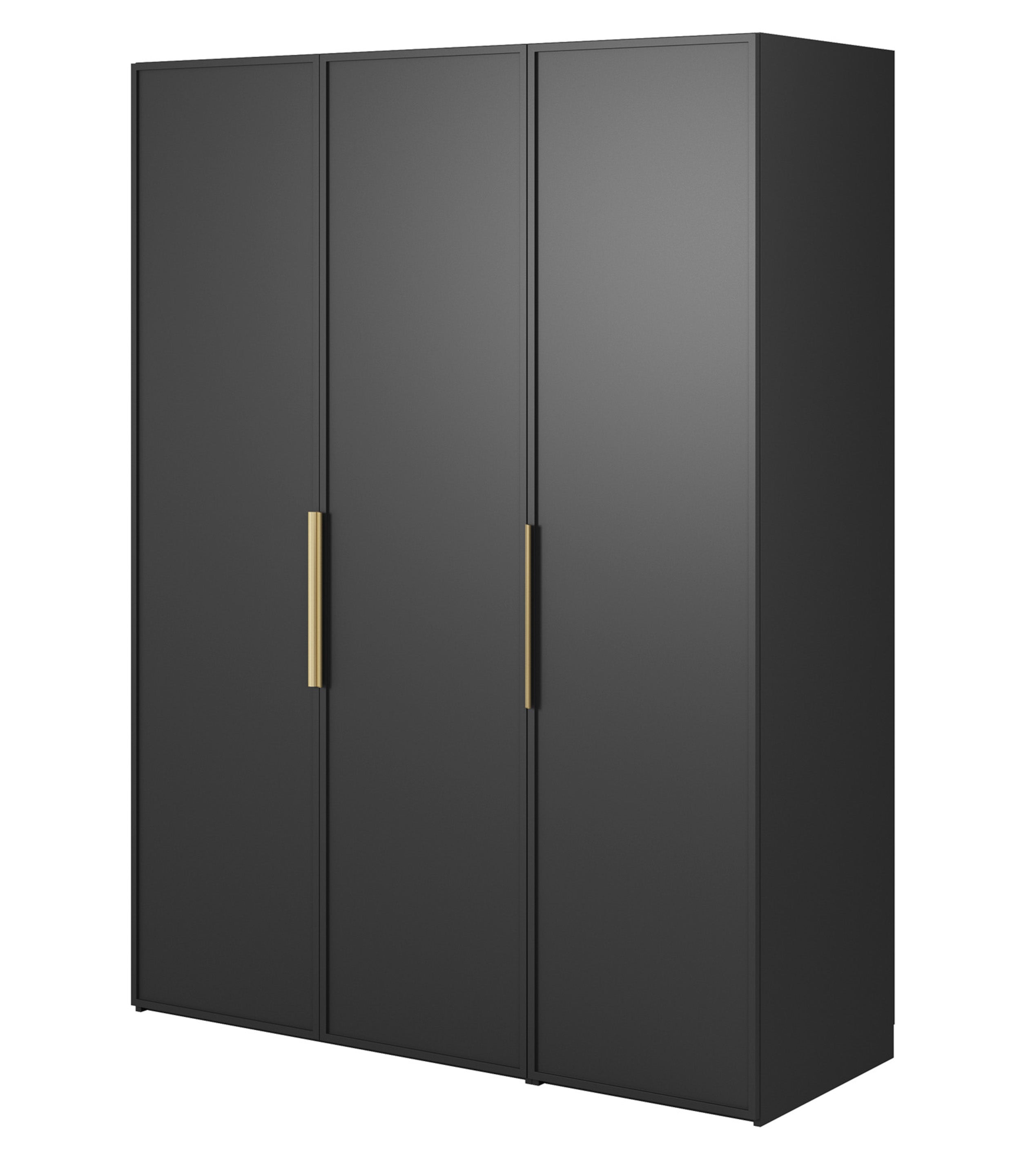 Drehtürenschrank Frame mit Kleiderstange, Regalen und Container 150 cm Schwarz