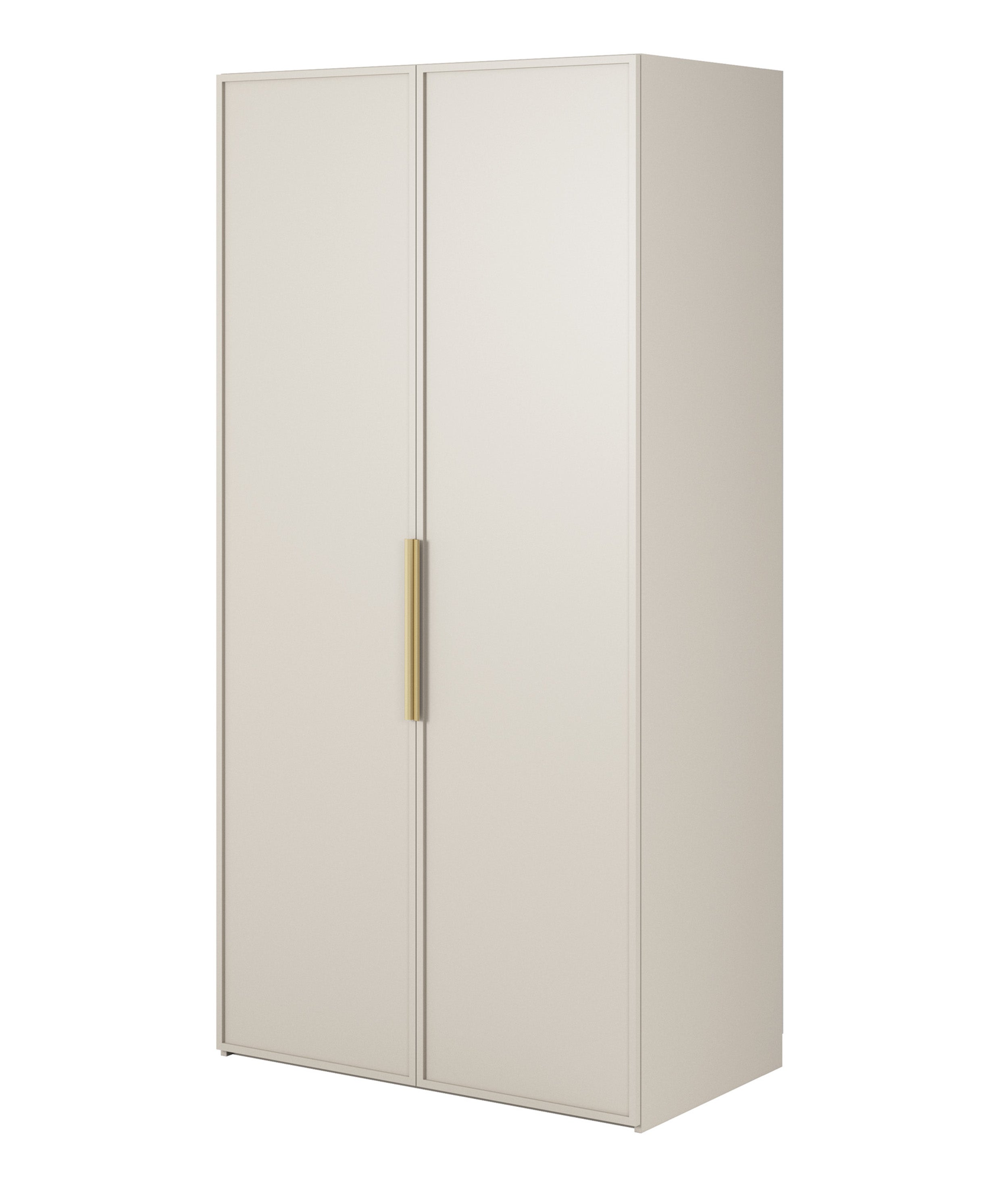 Zweiflügeliger Frame-Kleiderschrank mit 100 cm Kleiderstange, Grau-Beige