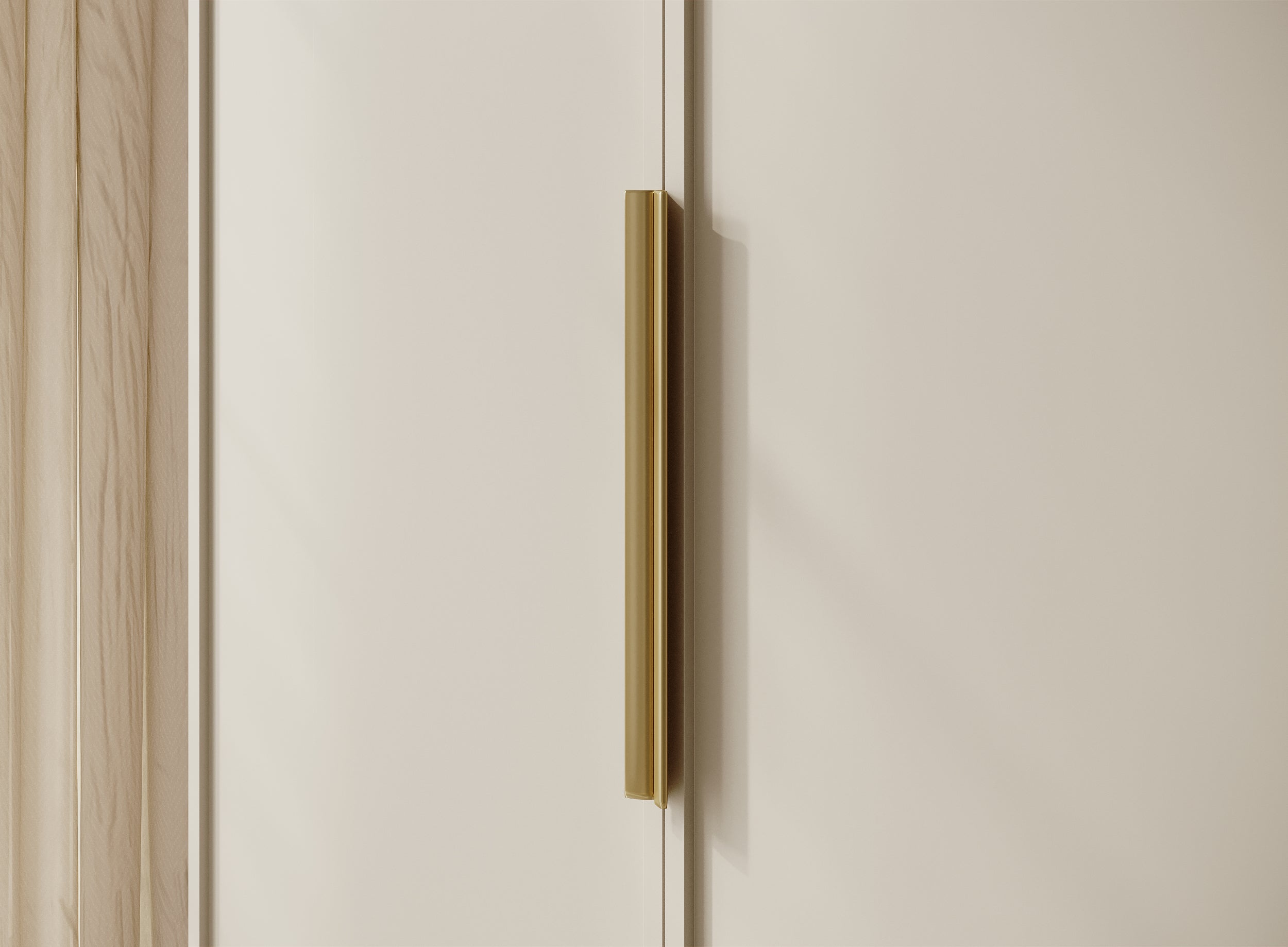 Vier­tü­riger Frame-Kleiderschrank mit zwei Kleiderstangen, 200 cm, Grau-Beige