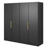 Vier­türiger Schrank Frame mit zwei Kleiderstangen, 200 cm, Schwarz