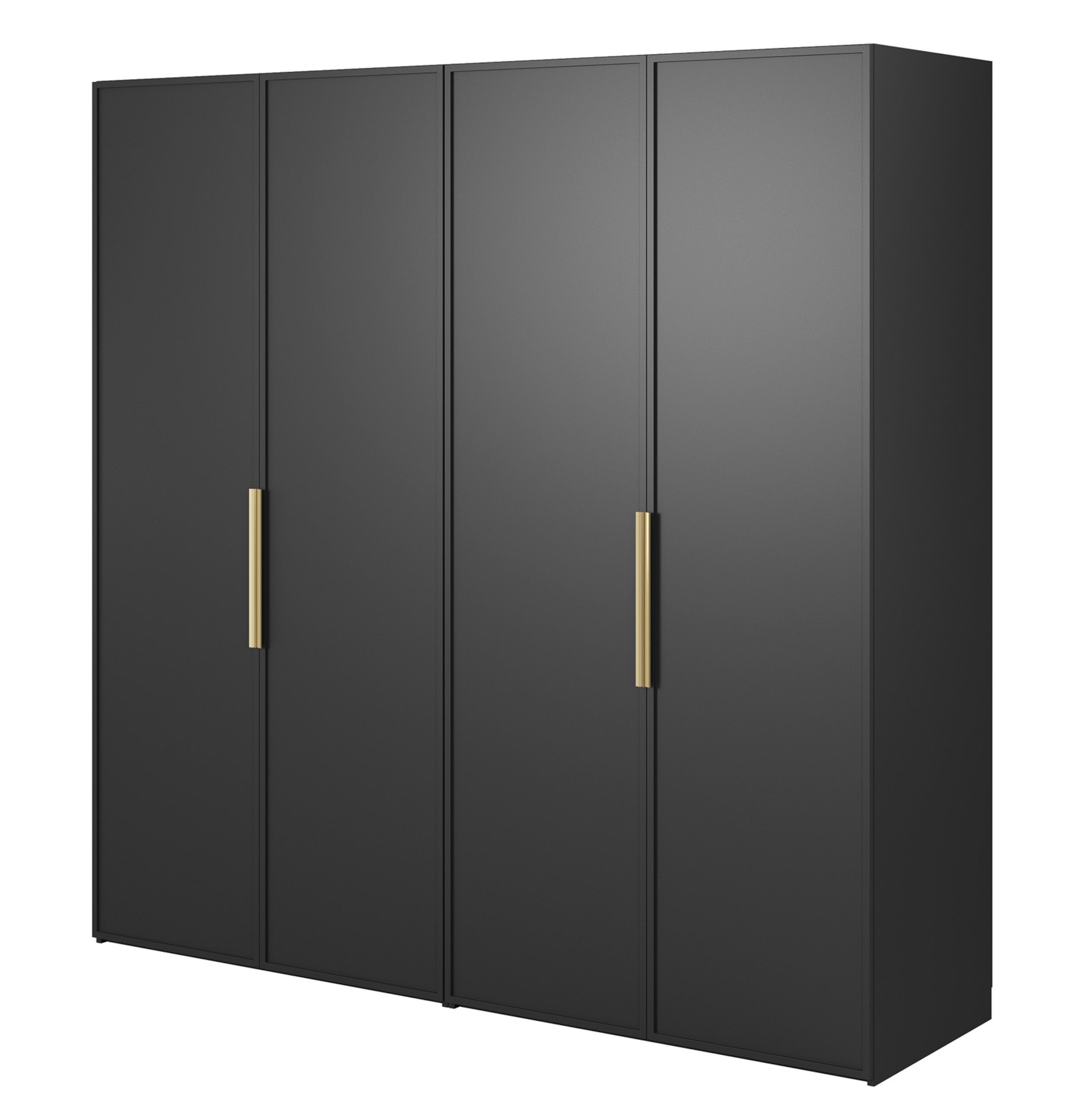 Vier­türiger Schrank Frame mit zwei Kleiderstangen, 200 cm, Schwarz