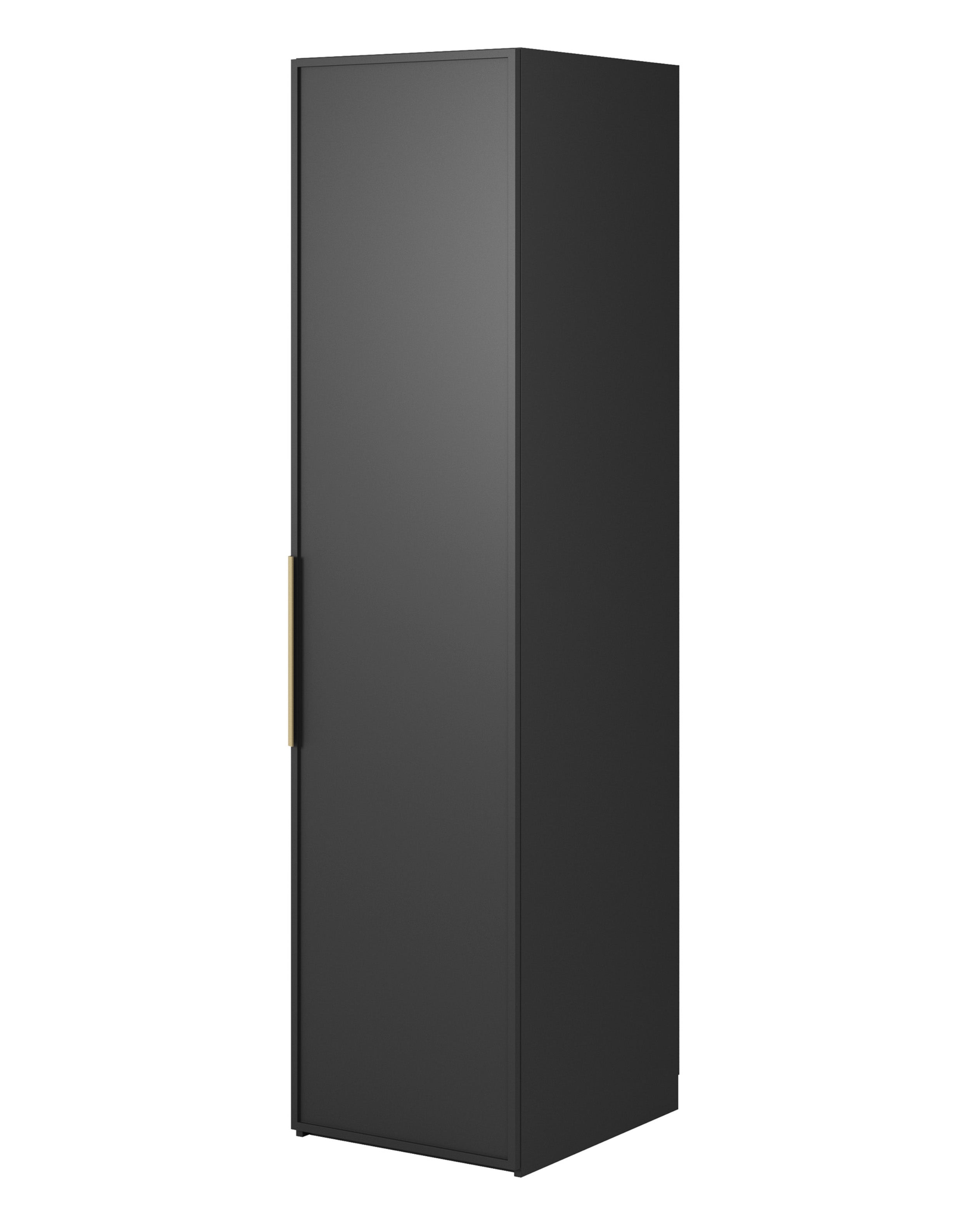 Einzeltüriger Frame-Schrank mit 50 cm Kleiderstange, Schwarz