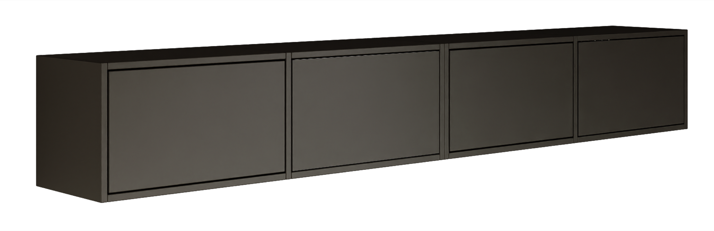 Hängender TV-Schrank Framme mit vier Klappen, 200 cm, schwarz