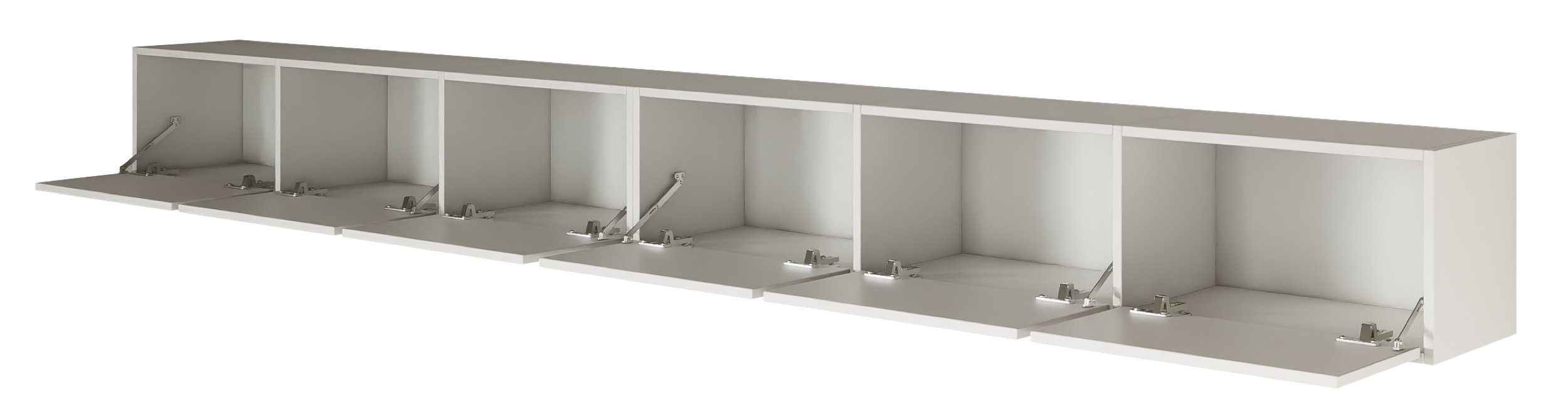 Hängender TV-Schrank Framme mit sechs Klappen, 300 cm, weiß