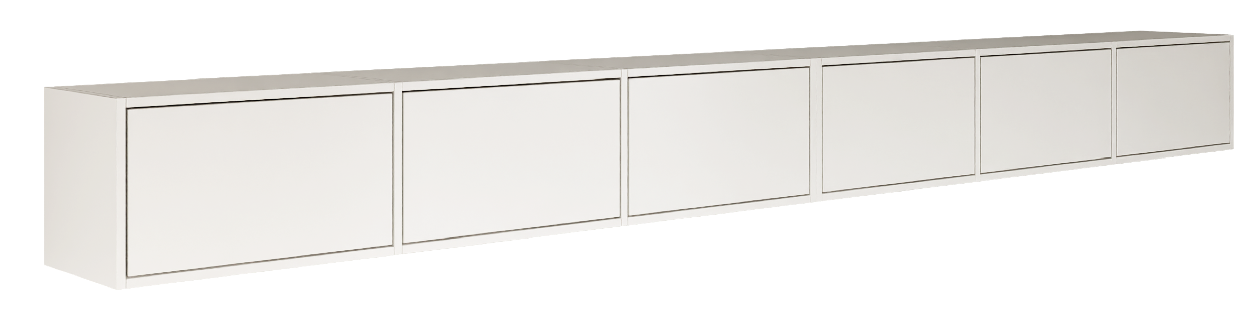 Hängender TV-Schrank Framme mit sechs Klappen, 300 cm, weiß