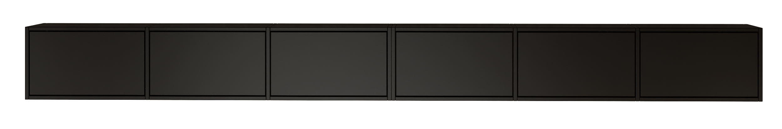 Hängender TV-Schrank Framme mit sechs Klappen, 300 cm, schwarz