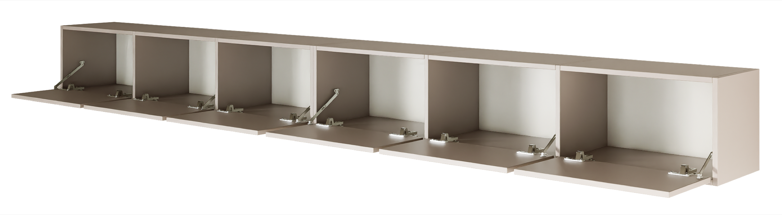 Hängender TV-Schrank Framme mit sechs Klappen, 300 cm, Kaschmir