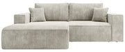 Ecksofa mit Schlaffunktion Farese Mini, L-förmig, linksseitig, mit Stauraum, grau-beiger Cordstoff