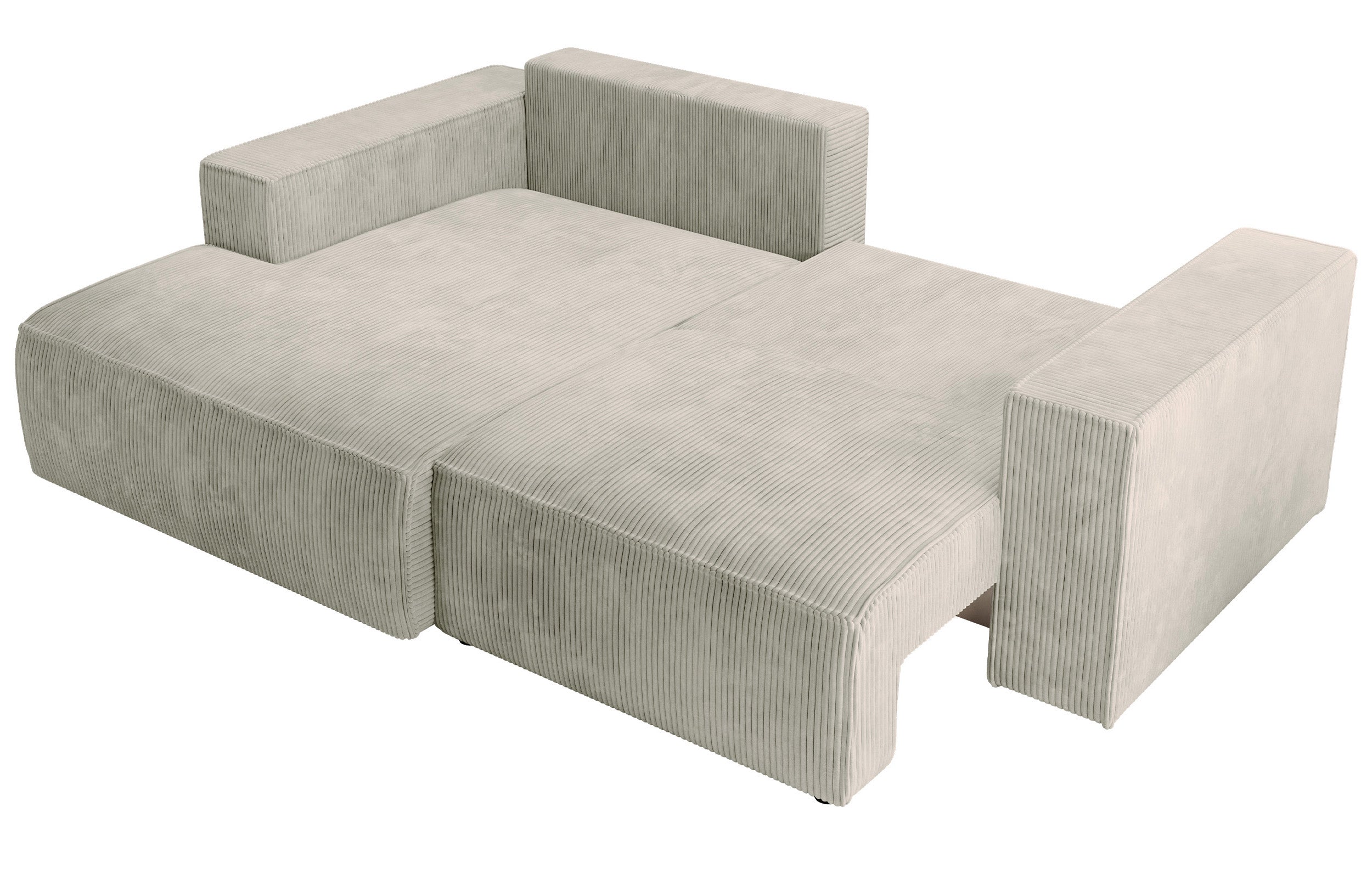 Ecksofa mit Schlaffunktion Farese Mini, L-förmig, linksseitig, mit Stauraum, grau-beiger Cordstoff
